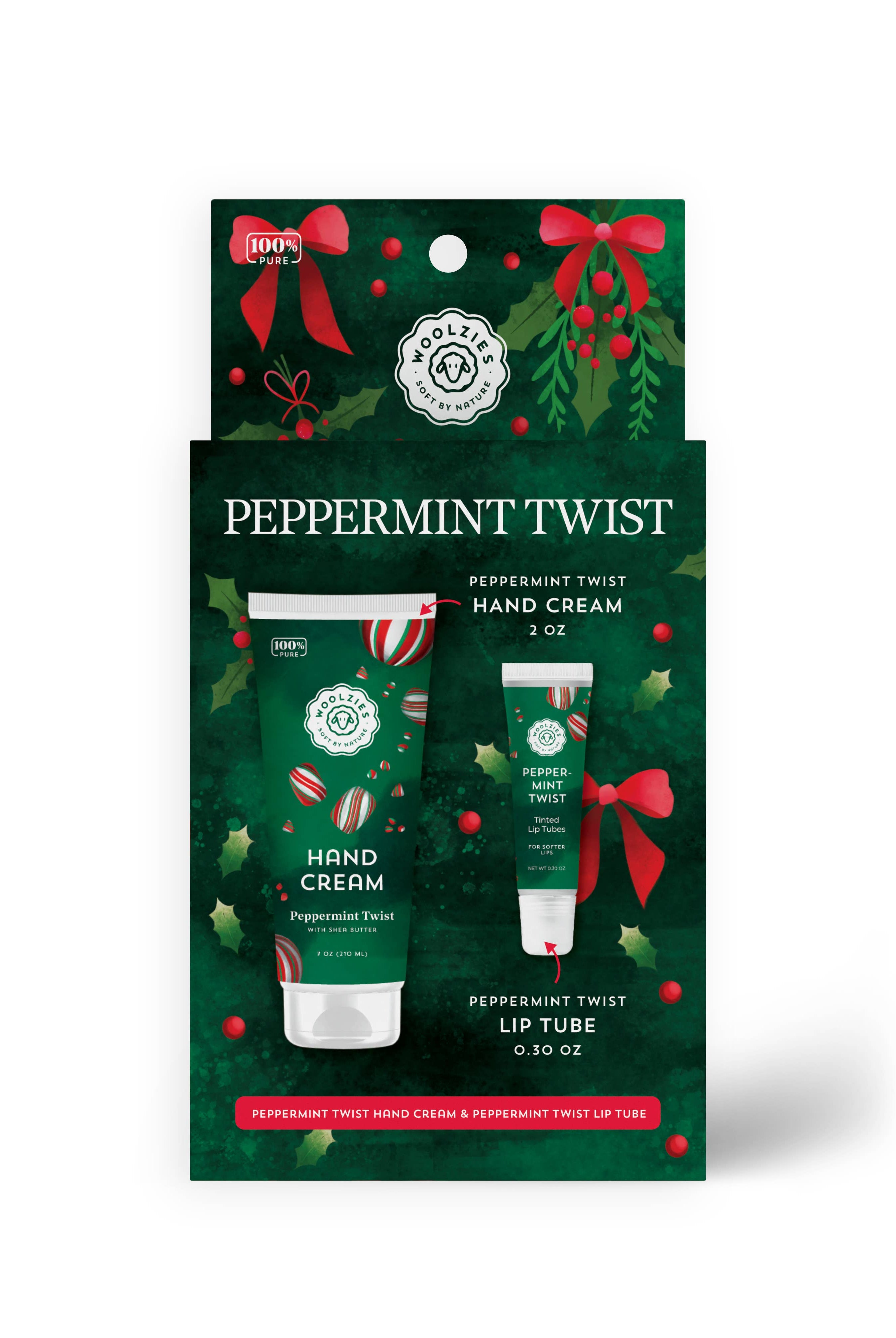 Peppermint Twist Hand Cream & Lip Mask Duo – Holiday Set-350 Holiday-Woolzies-The Lovely Closet, Women's Fashion Boutique in Alexandria, KY