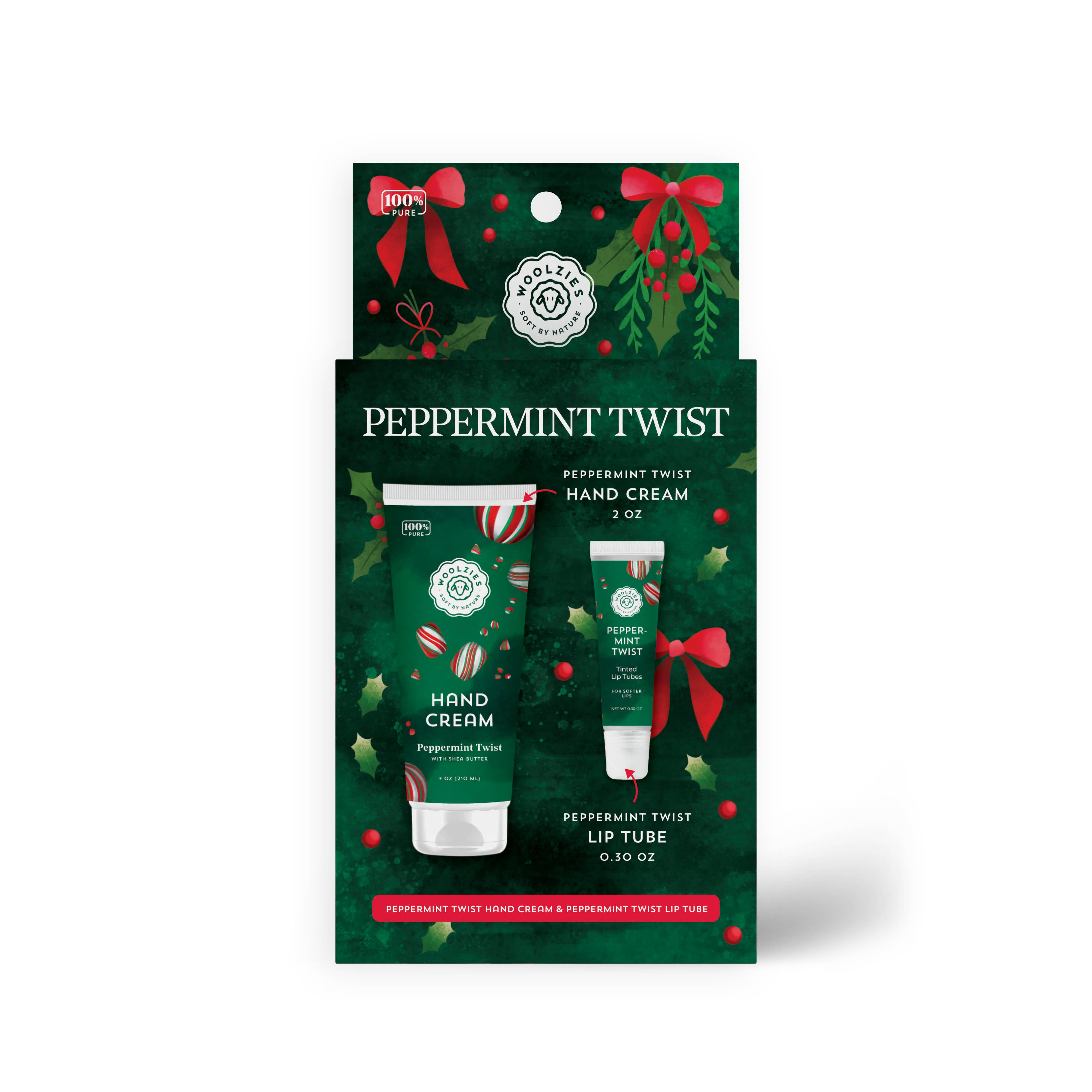 Peppermint Twist Hand Cream & Lip Mask Duo – Holiday Set-350 Holiday-Woolzies-The Lovely Closet, Women's Fashion Boutique in Alexandria, KY