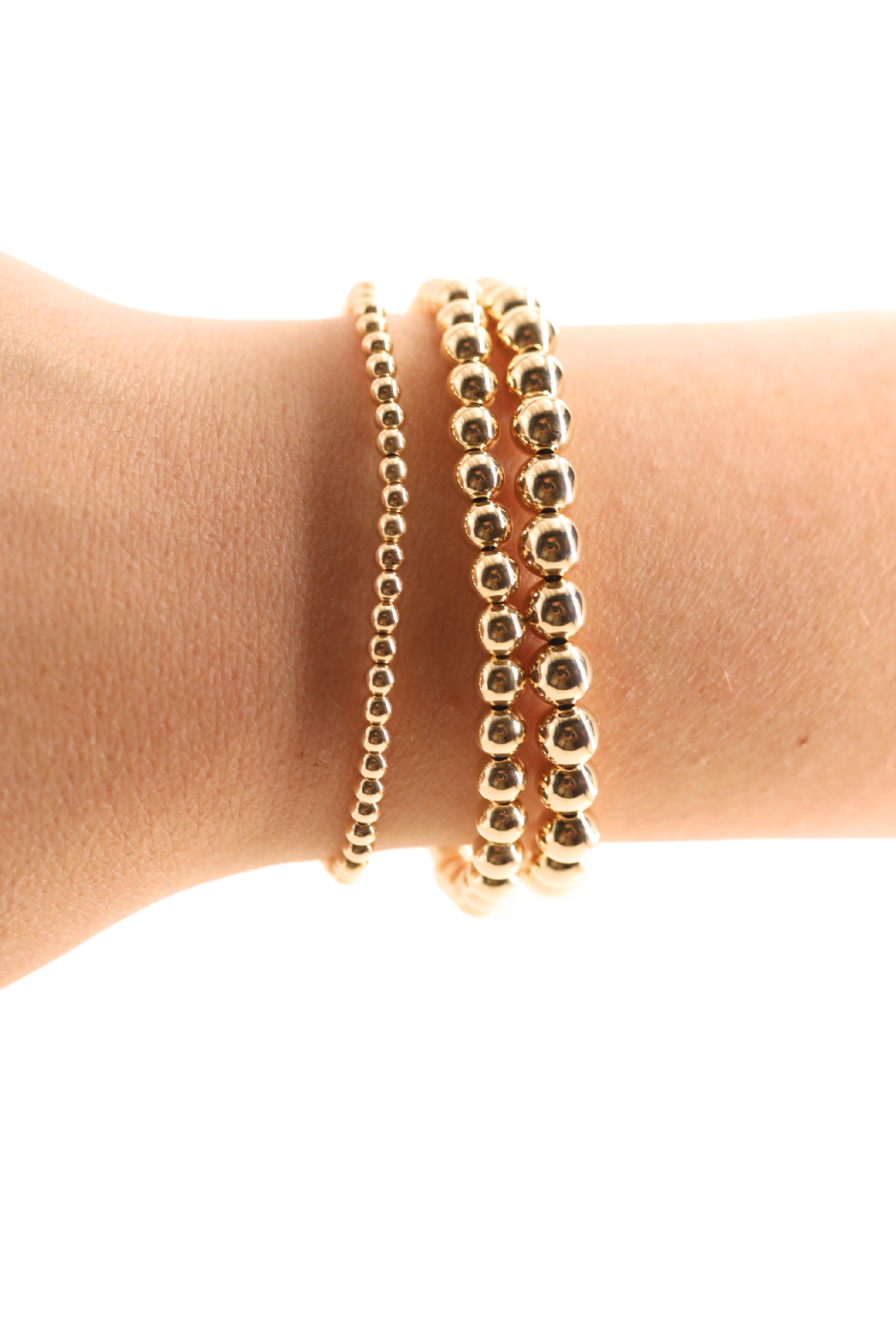 6MM Gold Beaded Bracelet: Standard 6.75 inch-bracelet-Beaded Blondes-The Lovely Closet, Women's Fashion Boutique in Alexandria, KY
