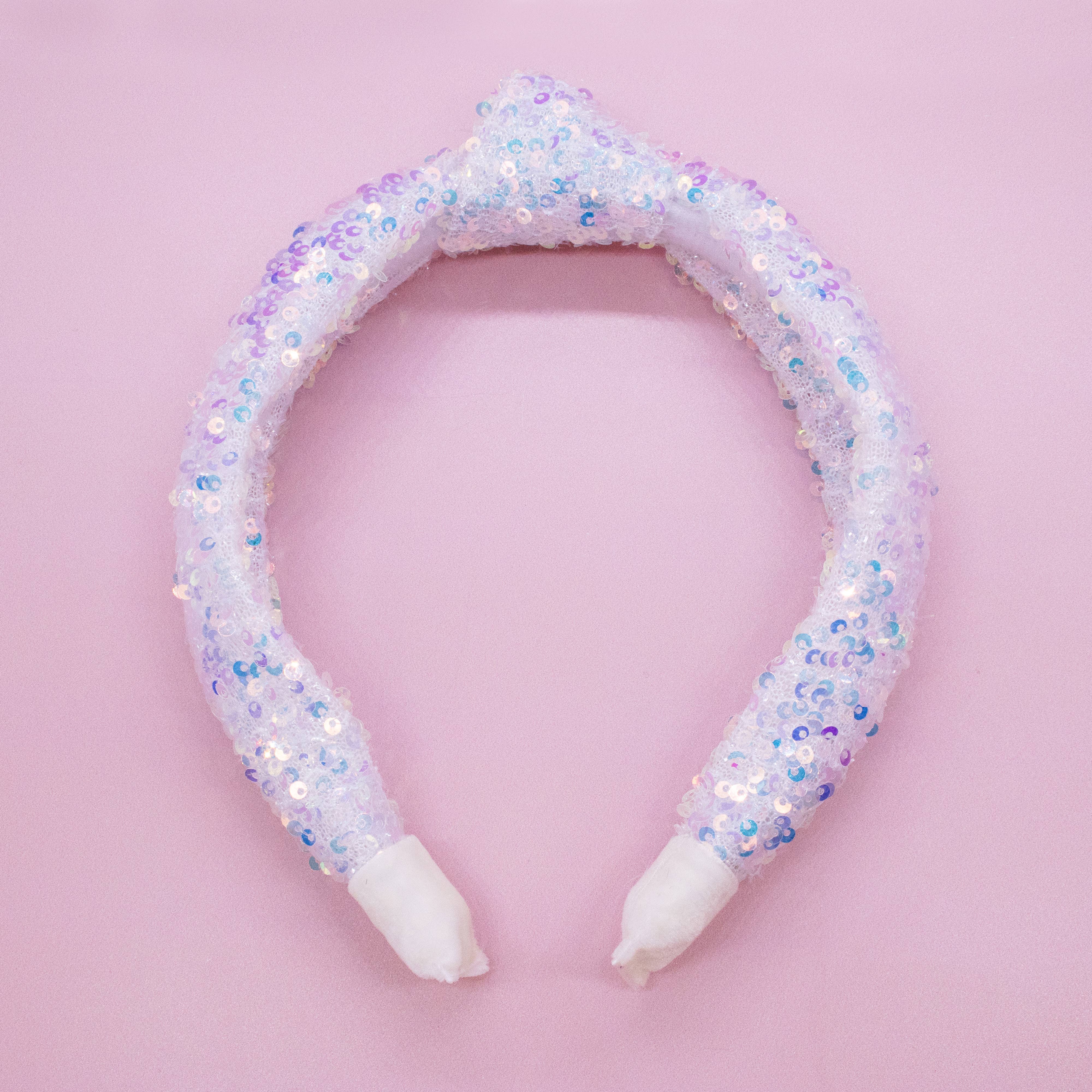 Sequin Knotted Grils Hair Band - White-360 Carolines Closet-Frog Sac-The Lovely Closet, Women's Fashion Boutique in Alexandria, KY