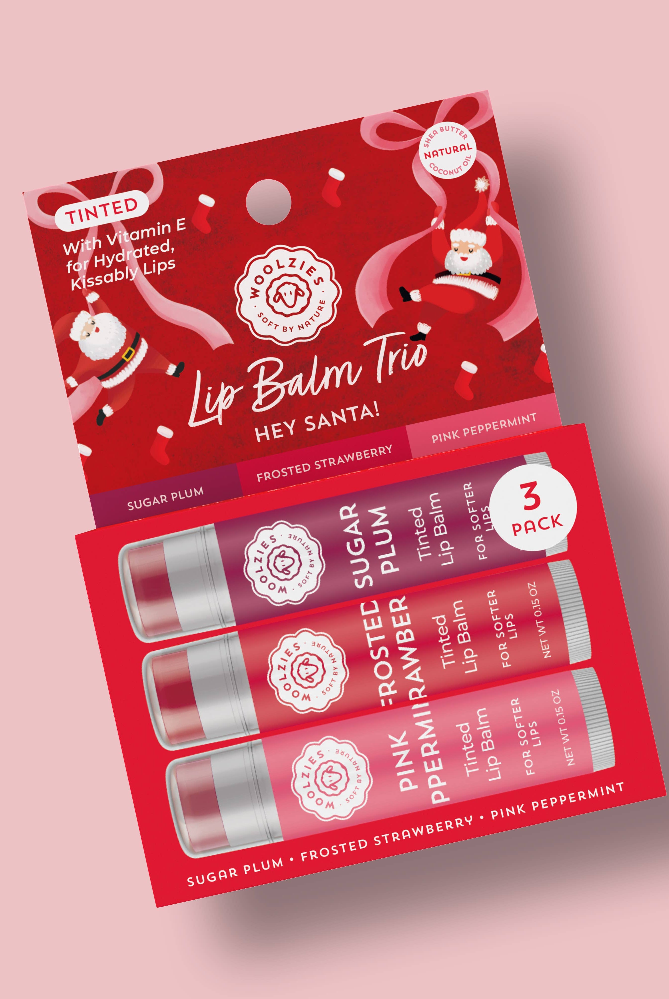 Tinted Shea Butter Lip Balm Trio – Hey Santa!-350 Holiday-Woolzies-The Lovely Closet, Women's Fashion Boutique in Alexandria, KY