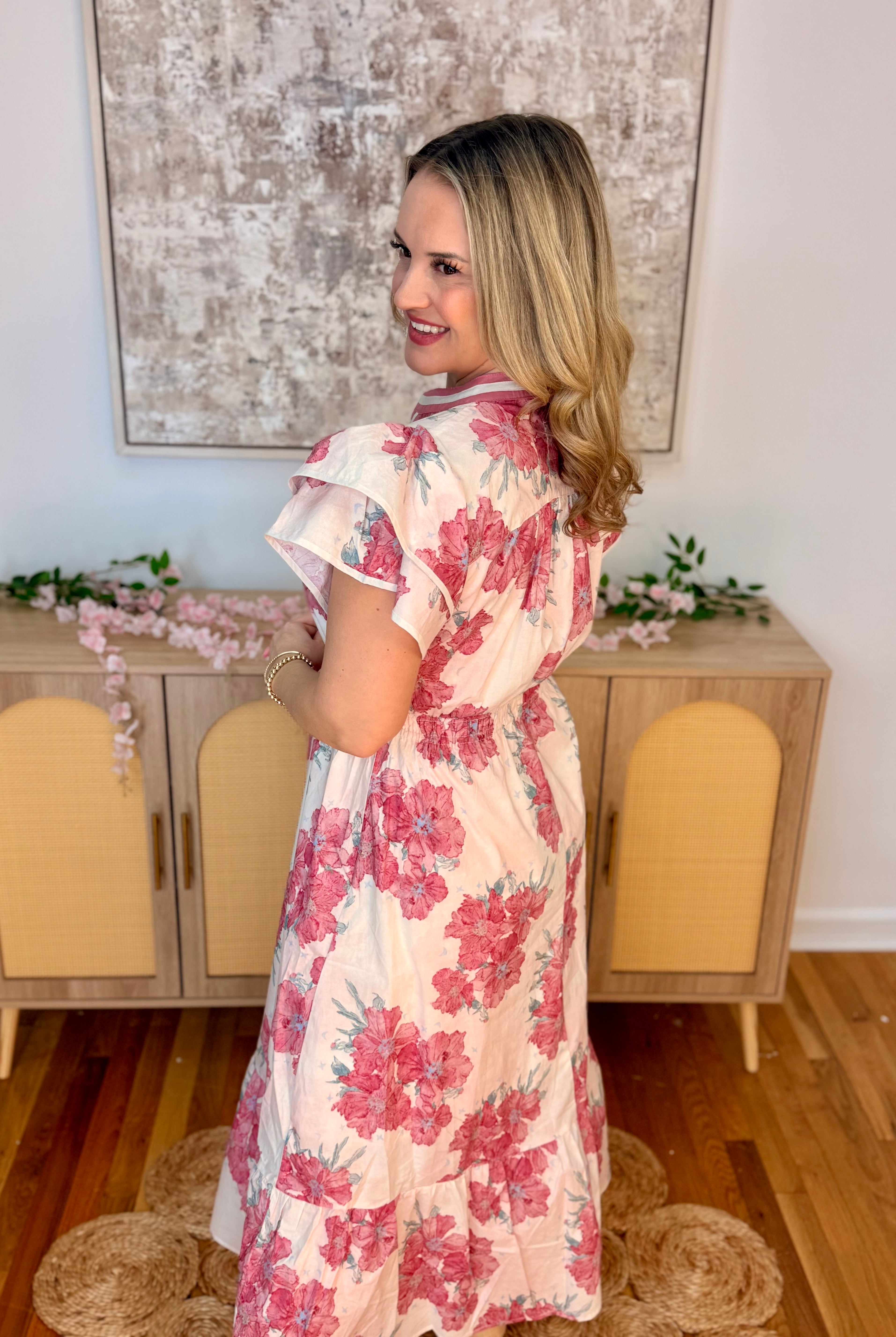 Spring Bouquet Midi Dress-180 Dresses-Umgee-The Lovely Closet, Women's Fashion Boutique in Alexandria, KY