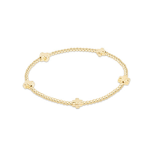 Small Signature Cross Gold 2mm Beaded Bracelet - Gold-260 eNewton-eNewton-The Lovely Closet, Women's Fashion Boutique in Alexandria, KY