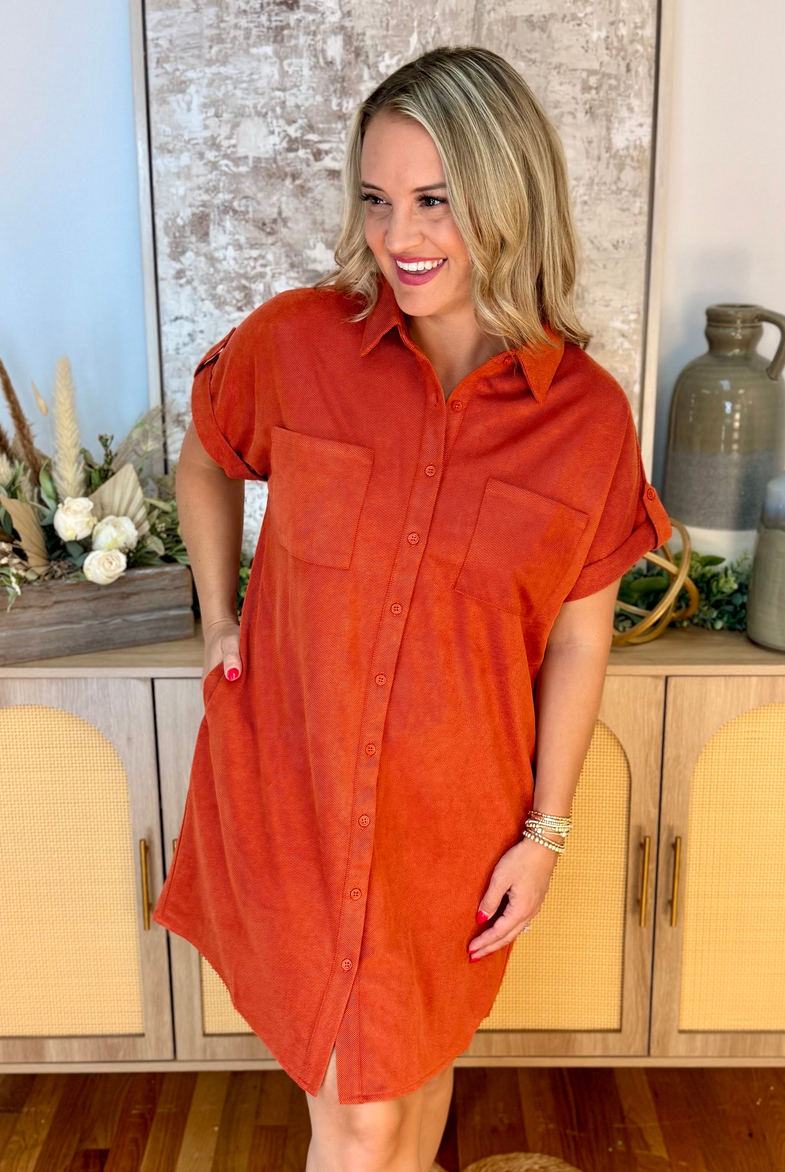 The Winning Season Dress - Rust-180 Dresses-She + Sky-The Lovely Closet, Women's Fashion Boutique in Alexandria, KY