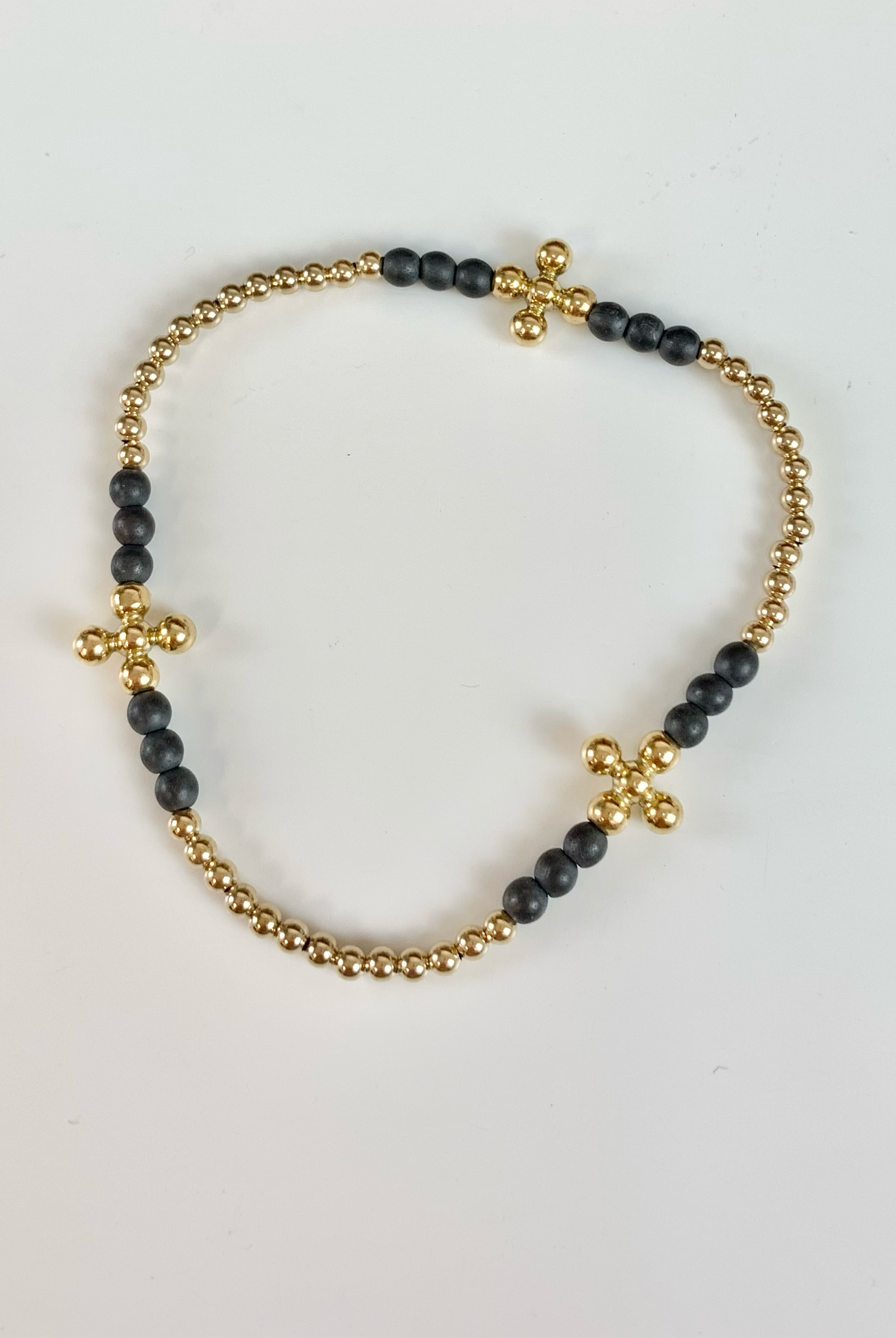2.5mm Signature Cross Hematite Bracelet-260 eNewton-eNewton-The Lovely Closet, Women's Fashion Boutique in Alexandria, KY