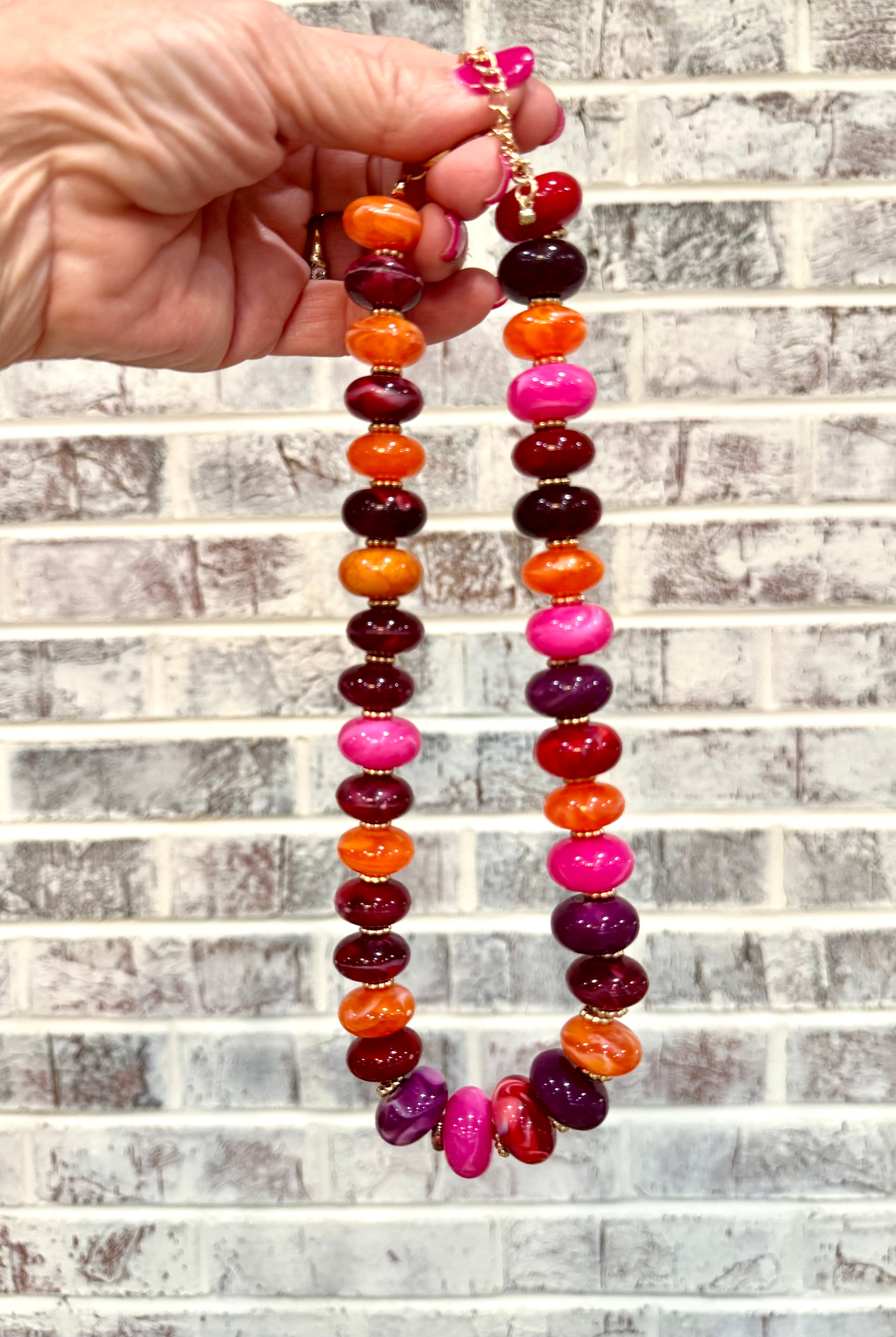 Rasberry Kiss Candy Bead Necklace-280 Accessories-Golden Stella-The Lovely Closet, Women's Fashion Boutique in Alexandria, KY