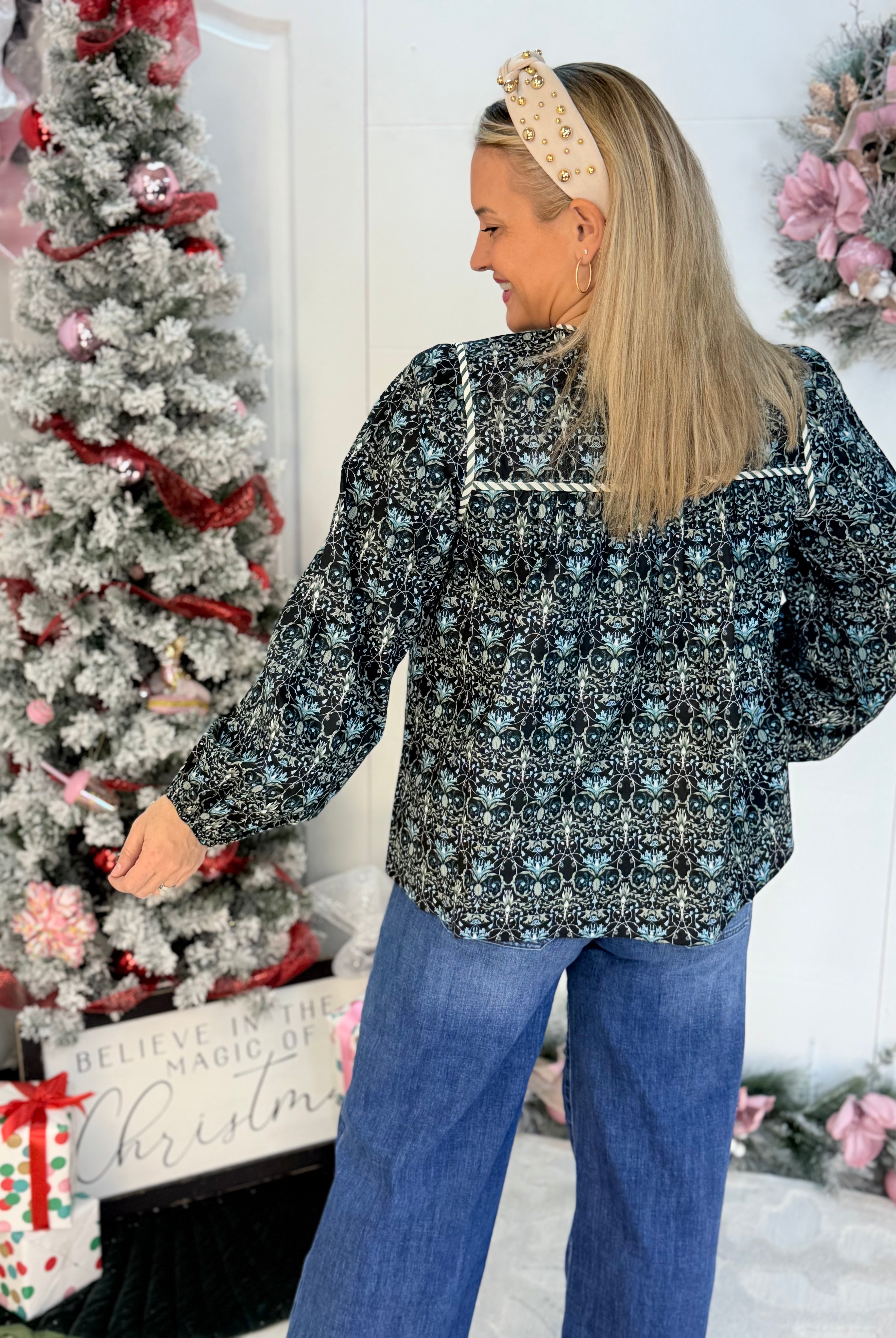 Mistletoe Magic Blouse-110 Long Sleeve Top-Anniewear-The Lovely Closet, Women's Fashion Boutique in Alexandria, KY