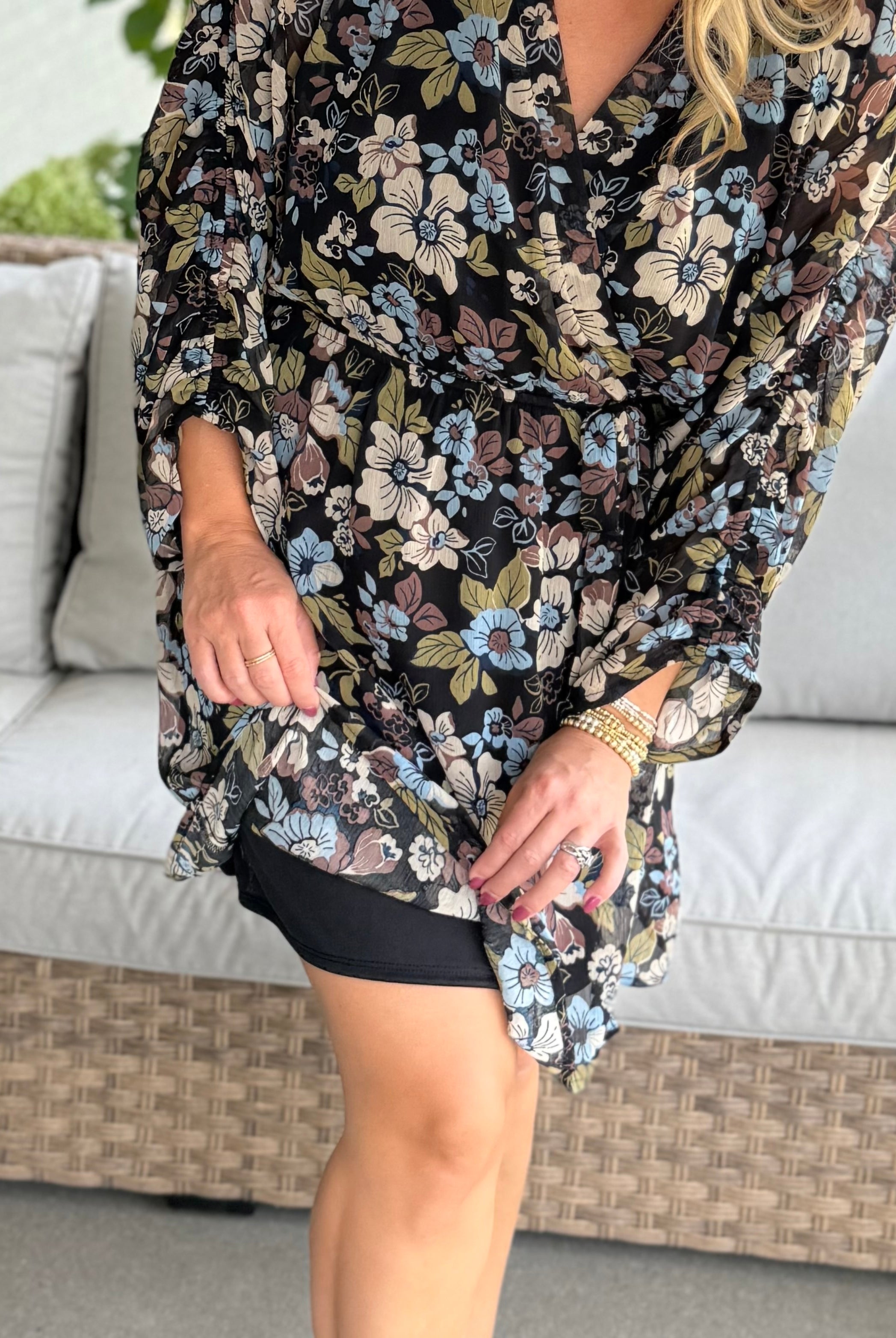 Meadow Flowers V-Neck Dress-180 Dresses-GILLI-The Lovely Closet, Women's Fashion Boutique in Alexandria, KY