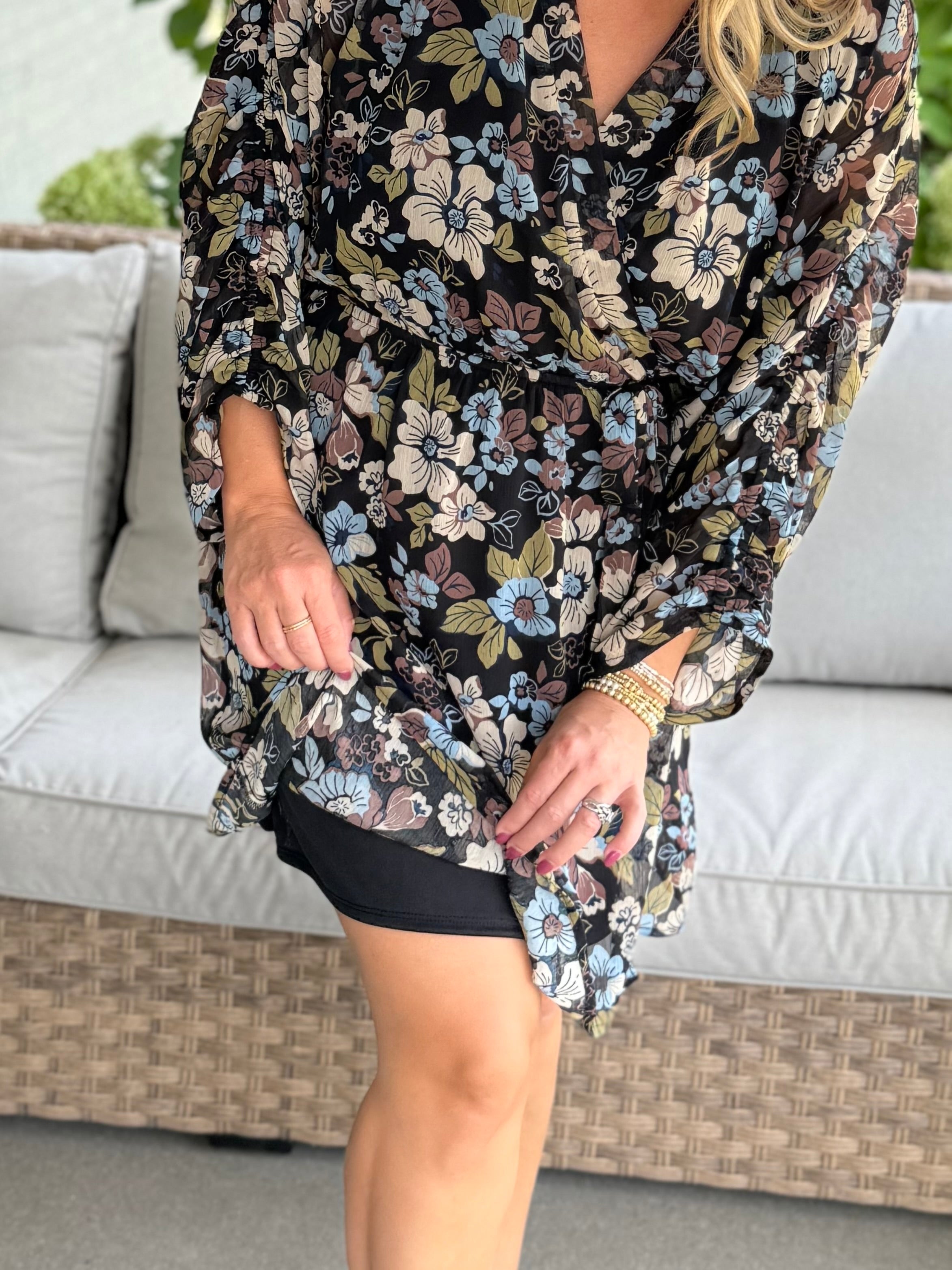 Meadow Flowers V-Neck Dress-180 Dresses-GILLI-The Lovely Closet, Women's Fashion Boutique in Alexandria, KY