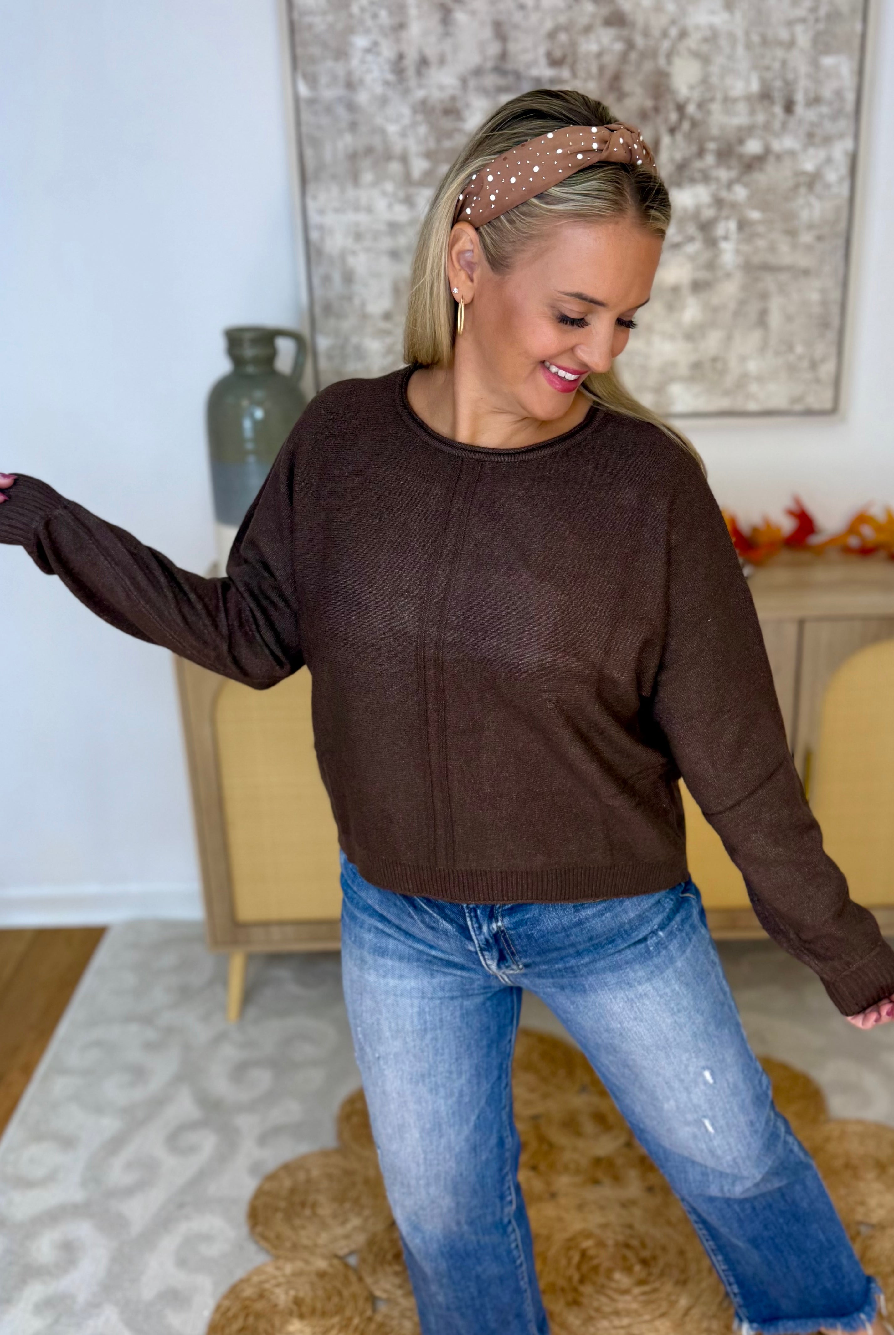 Fall in Love Sweater - Brown-140 Sweaters-zenana-The Lovely Closet, Women's Fashion Boutique in Alexandria, KY