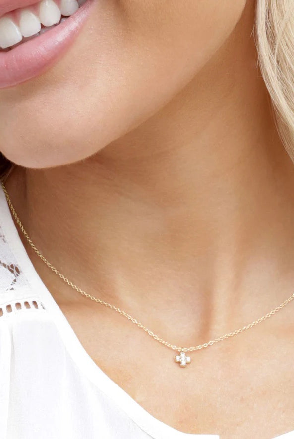 14KT Gold and .10 CT Diamond Signature Cross Necklace-260 eNewton-eNewton-The Lovely Closet, Women's Fashion Boutique in Alexandria, KY