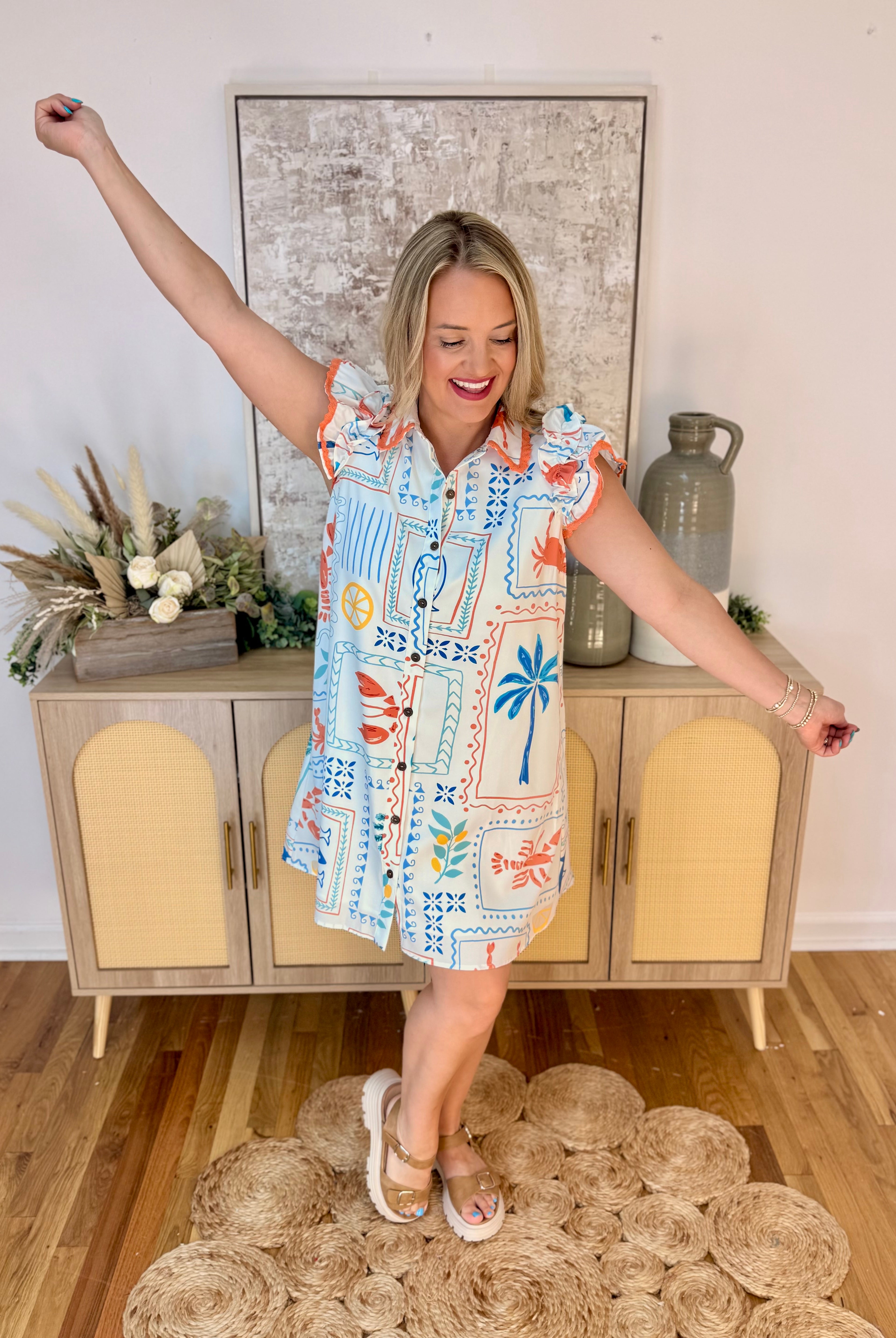Coastal Motif Dress-180 Dresses-Anniewear-The Lovely Closet, Women's Fashion Boutique in Alexandria, KY