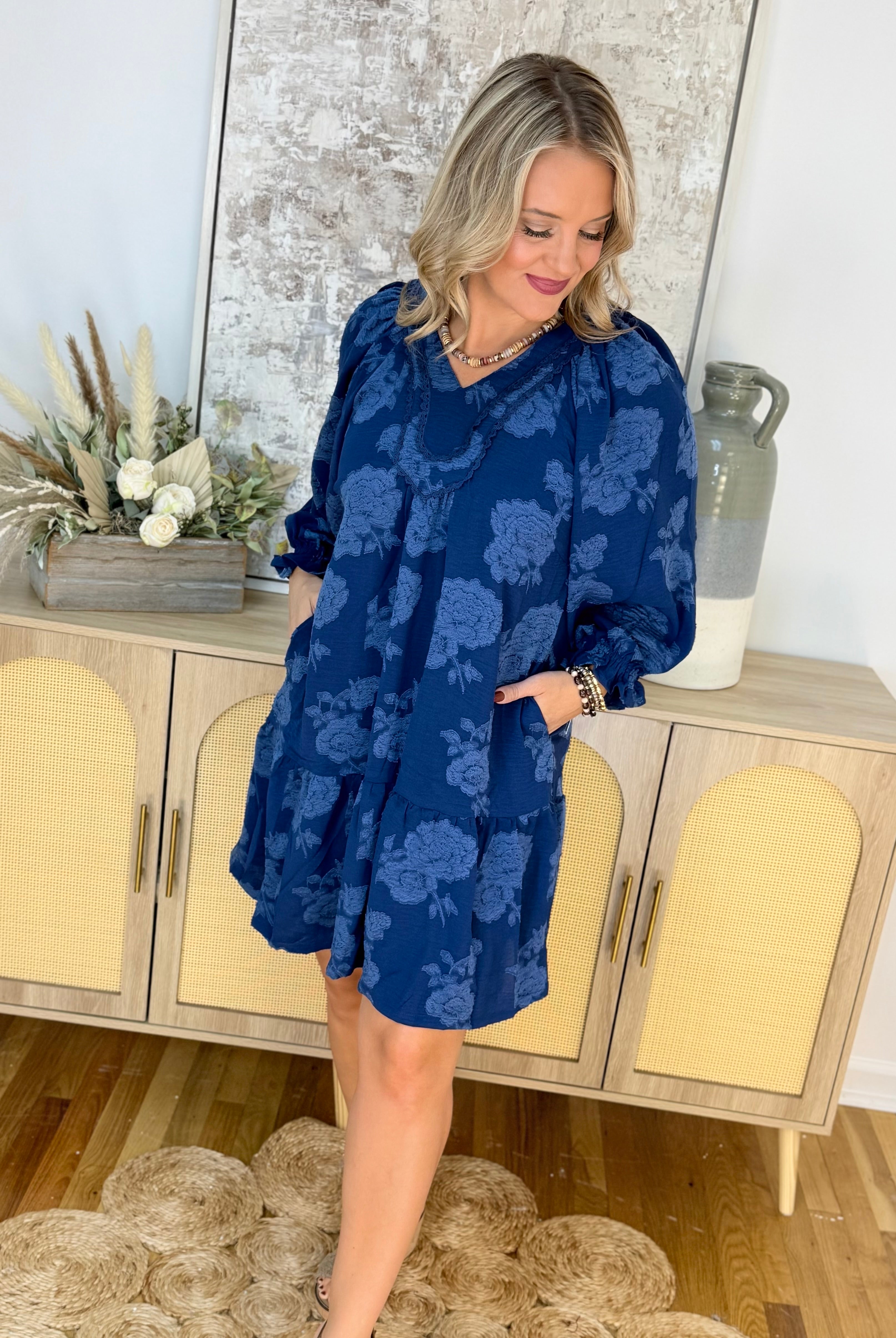 Sapphire Season Dress-180 Dresses-Umgee-The Lovely Closet, Women's Fashion Boutique in Alexandria, KY