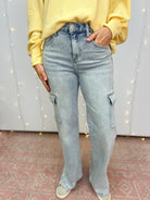 RISEN - High Rise Wide Cargo Jeans-210 Jeans-Risen-The Lovely Closet, Women's Fashion Boutique in Alexandria, KY