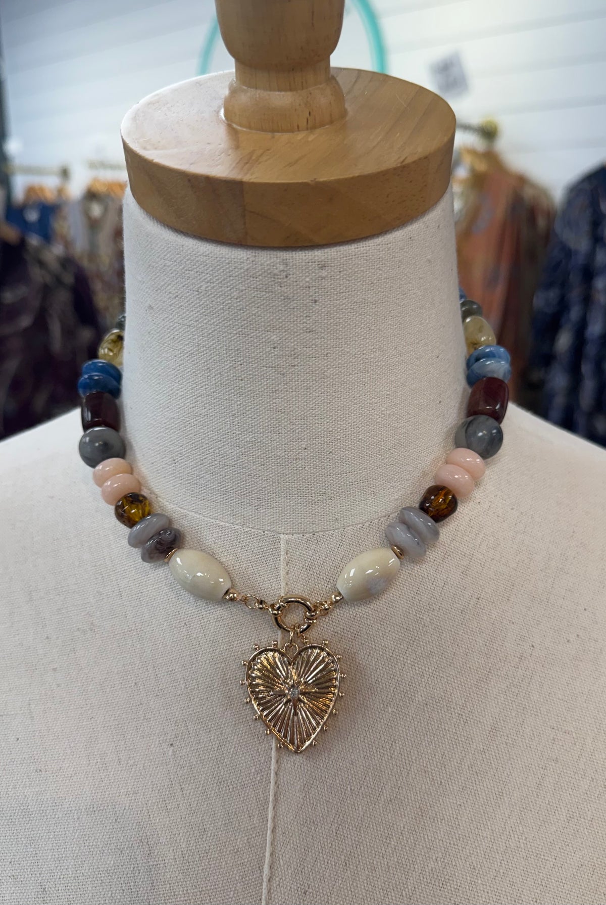 Heart Candy Bead Necklace-280 Accessories-Golden Stella-The Lovely Closet, Women's Fashion Boutique in Alexandria, KY