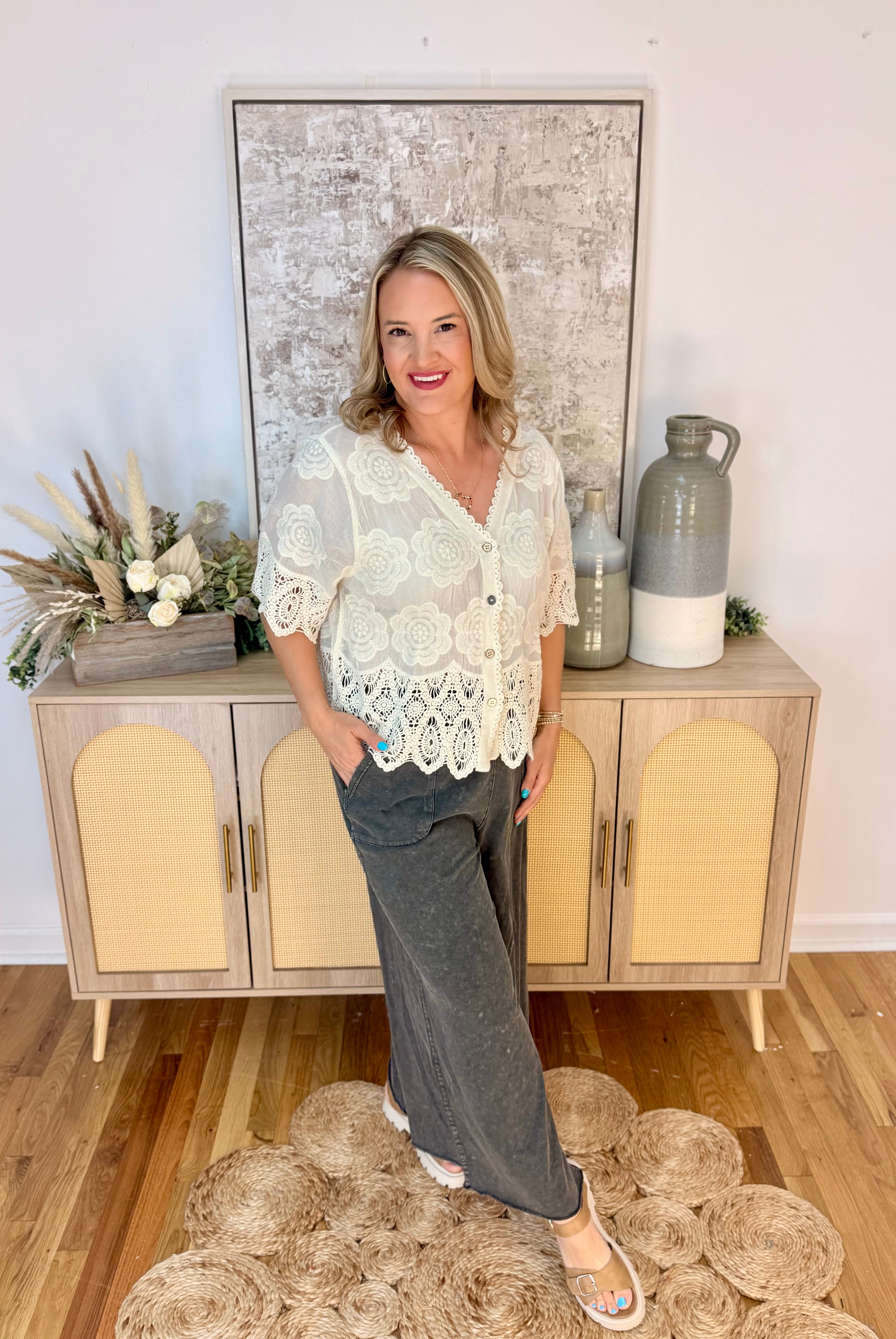 Lovely Moments Lace Cardigan - Onesize-100 Short Sleeve Tops-Pol Clothing-The Lovely Closet, Women's Fashion Boutique in Alexandria, KY