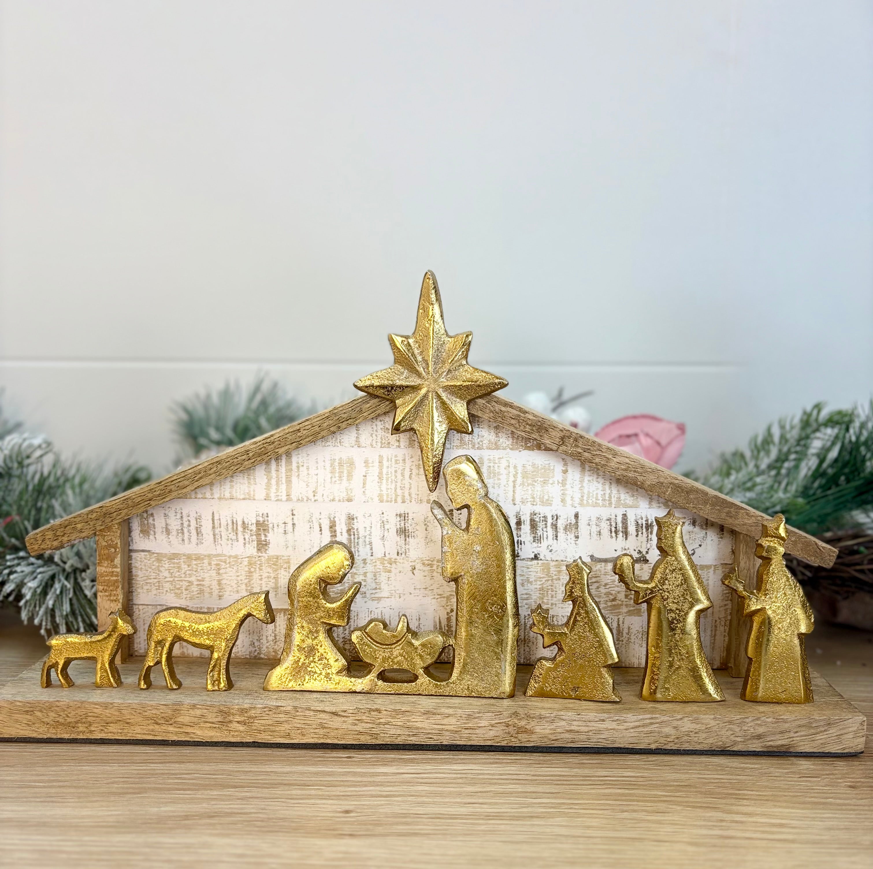 Nativity Scene Gold Large-350 Holiday-Mary Square-The Lovely Closet, Women's Fashion Boutique in Alexandria, KY