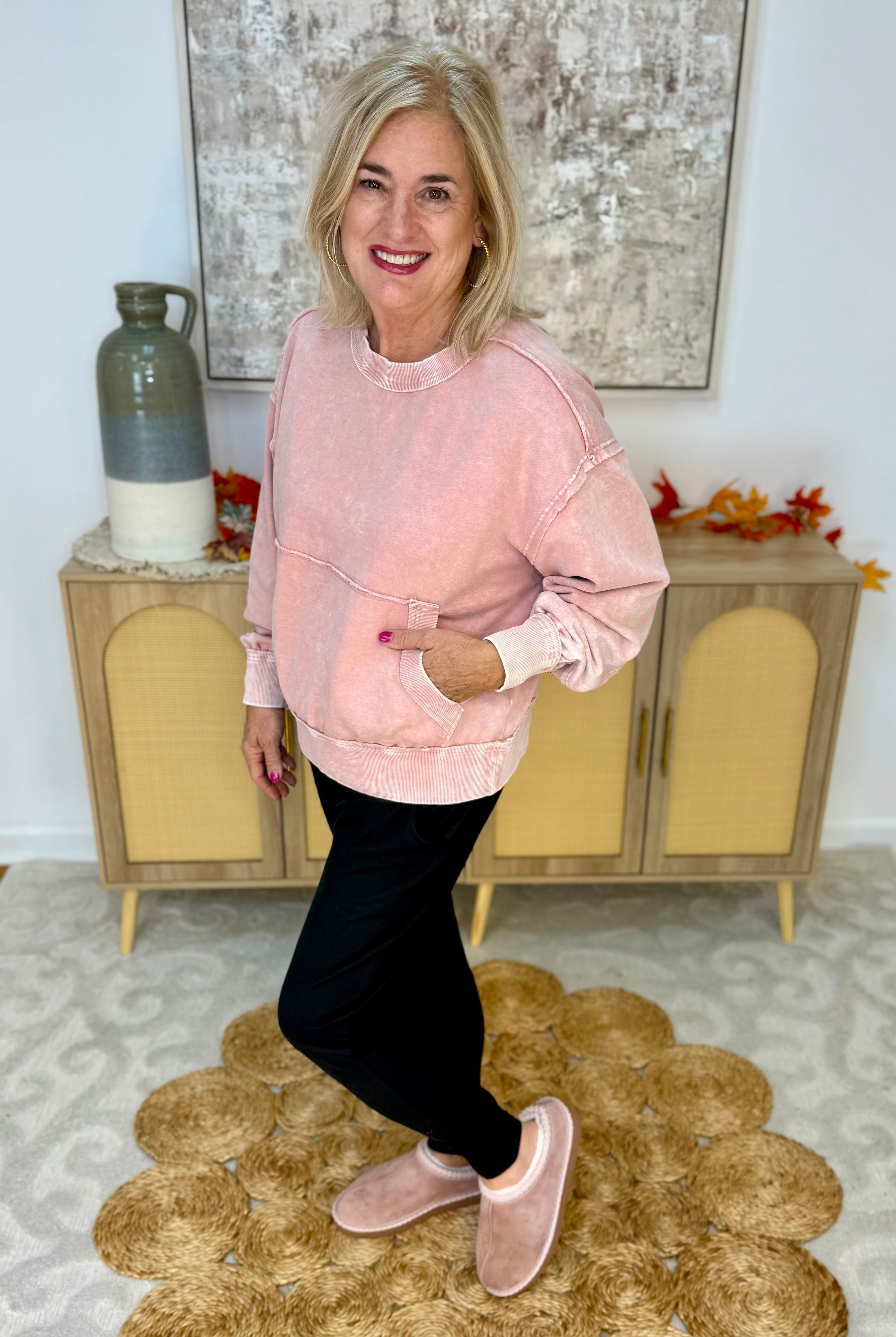 Make Me Blush Mineral Wash Pullover-110 Long Sleeve Top-White Birch-The Lovely Closet, Women's Fashion Boutique in Alexandria, KY
