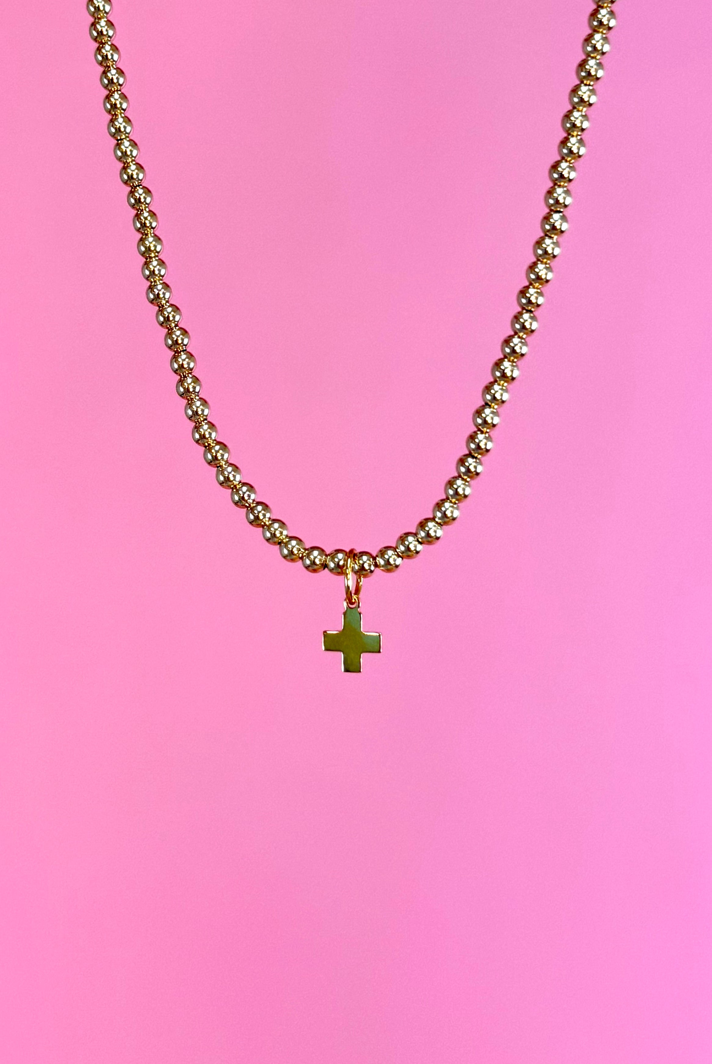 Classic Gold 3mm Signature Cross Gold Necklace-260 eNewton-eNewton-The Lovely Closet, Women's Fashion Boutique in Alexandria, KY