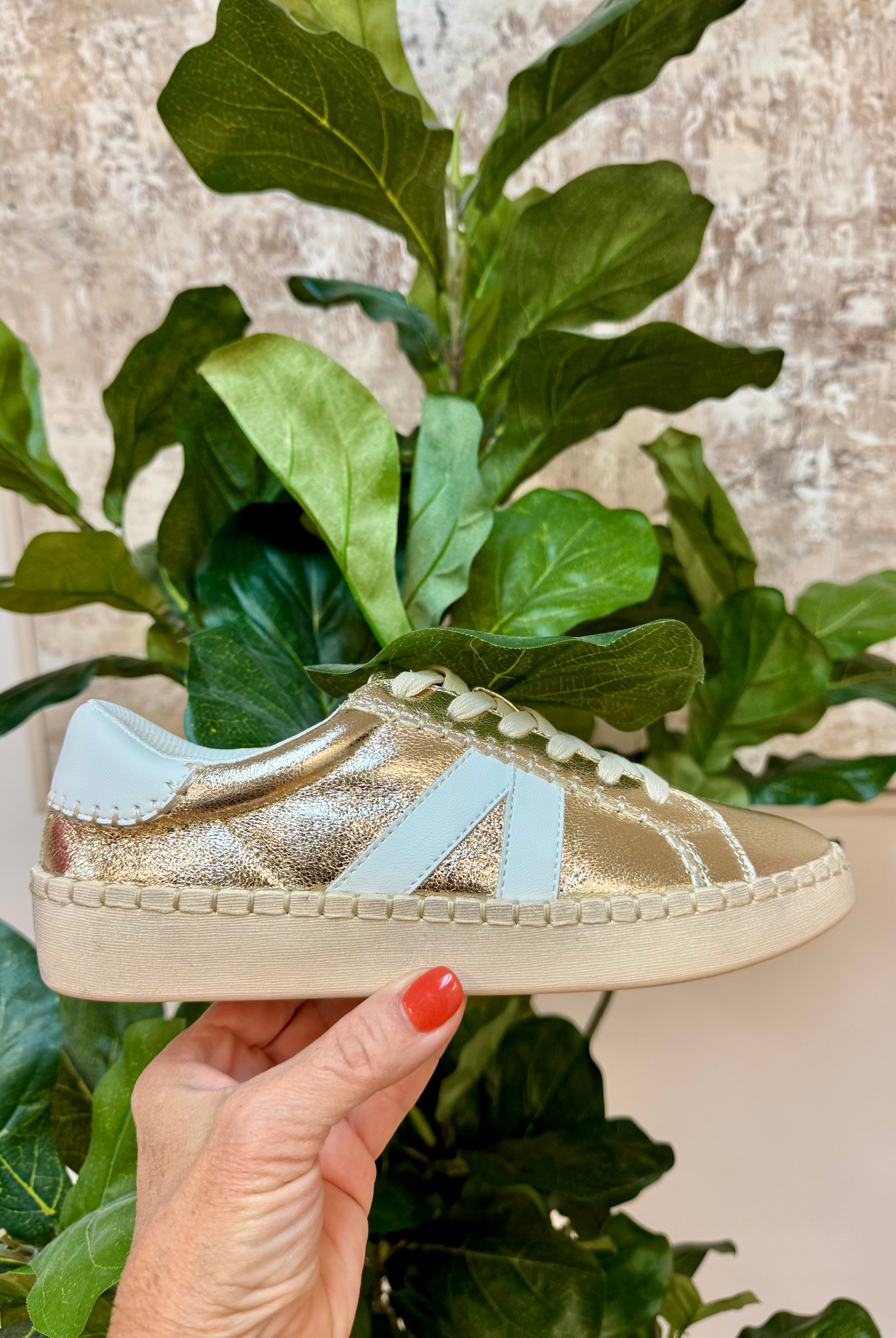 Corkys Friend Zone - Gold Crinkle Metallic-270 Shoes-Corkys-The Lovely Closet, Women's Fashion Boutique in Alexandria, KY