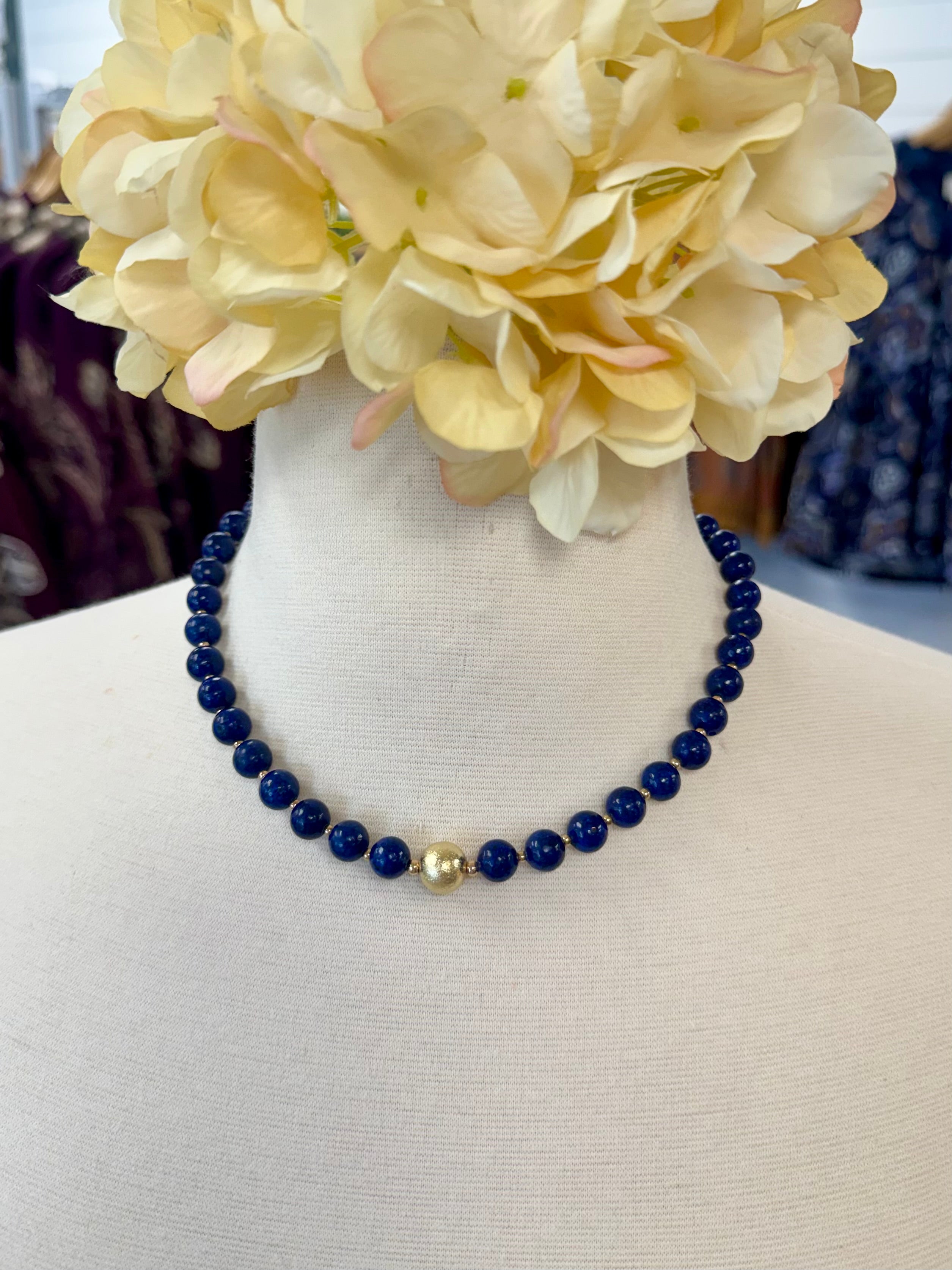 Sapphire Sweetheart Necklace-280 Accessories-Golden Stella-The Lovely Closet, Women's Fashion Boutique in Alexandria, KY