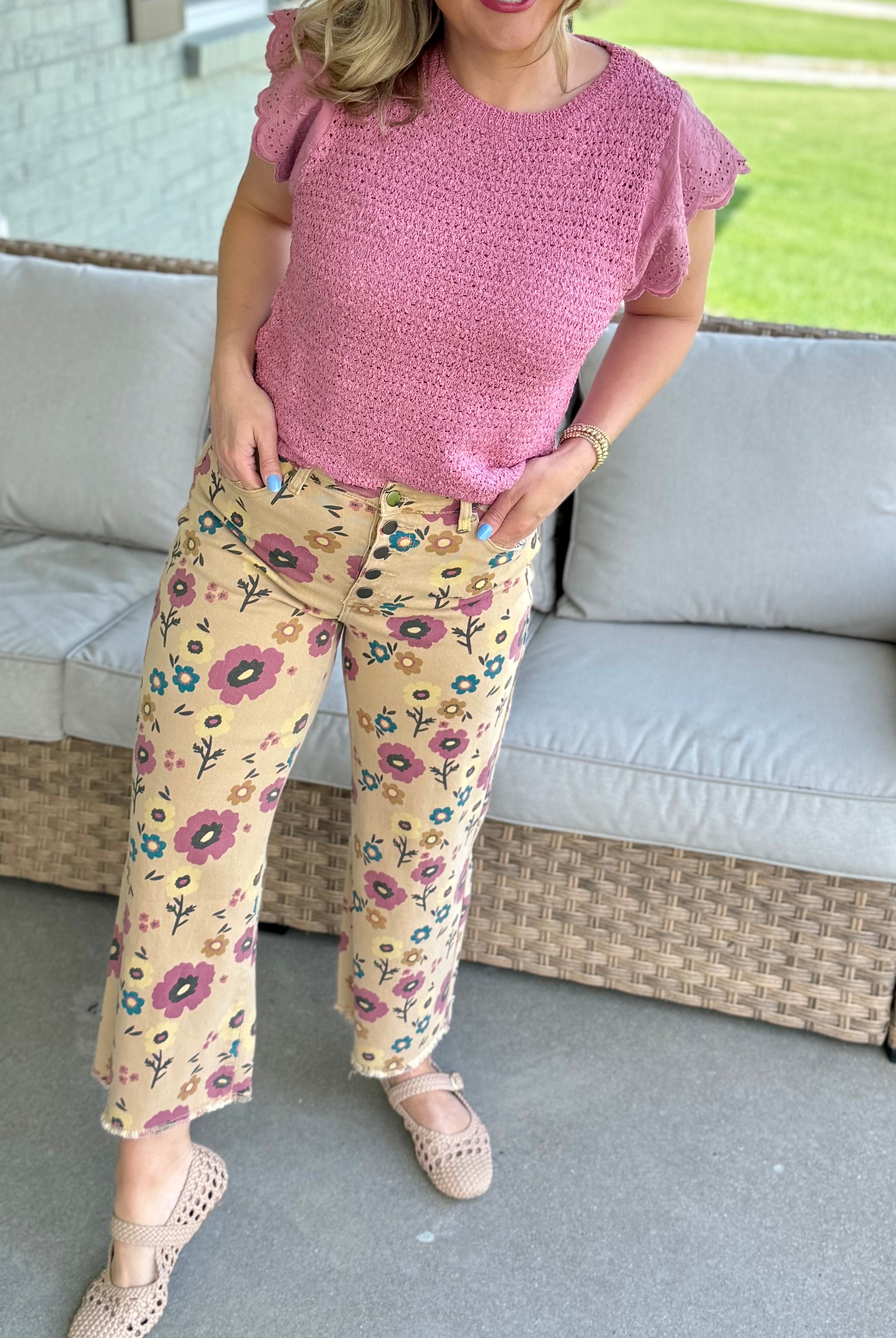 Floral Printed Cropped Pants-240 Pants-easel-The Lovely Closet, Women's Fashion Boutique in Alexandria, KY