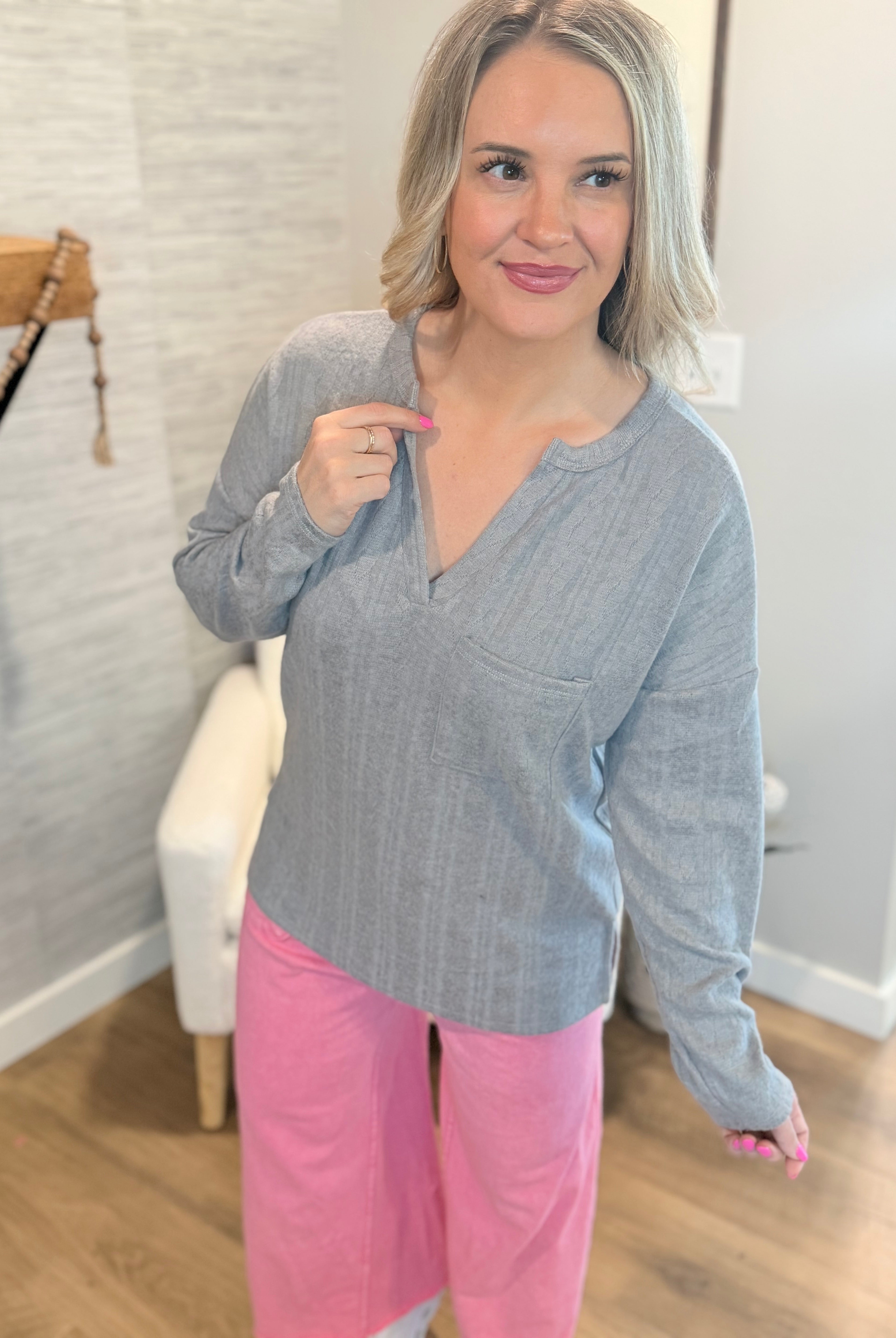 Cozy Day Long Sleeve Top-110 Long Sleeve Top-bibi-The Lovely Closet, Women's Fashion Boutique in Alexandria, KY