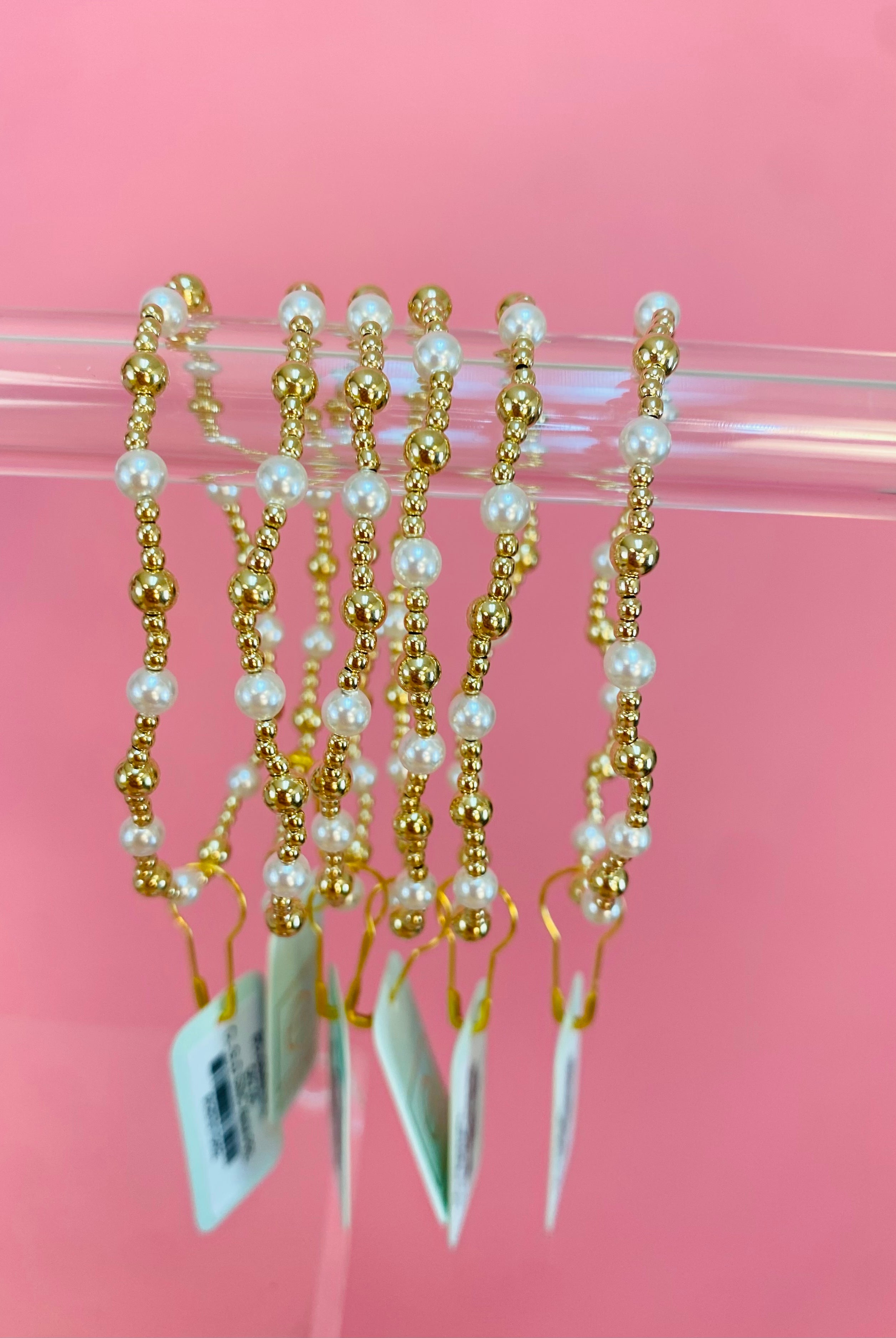 Classic Gold Sincerity 4mm Pearl Bracelet-260 eNewton-newton-The Lovely Closet, Women's Fashion Boutique in Alexandria, KY