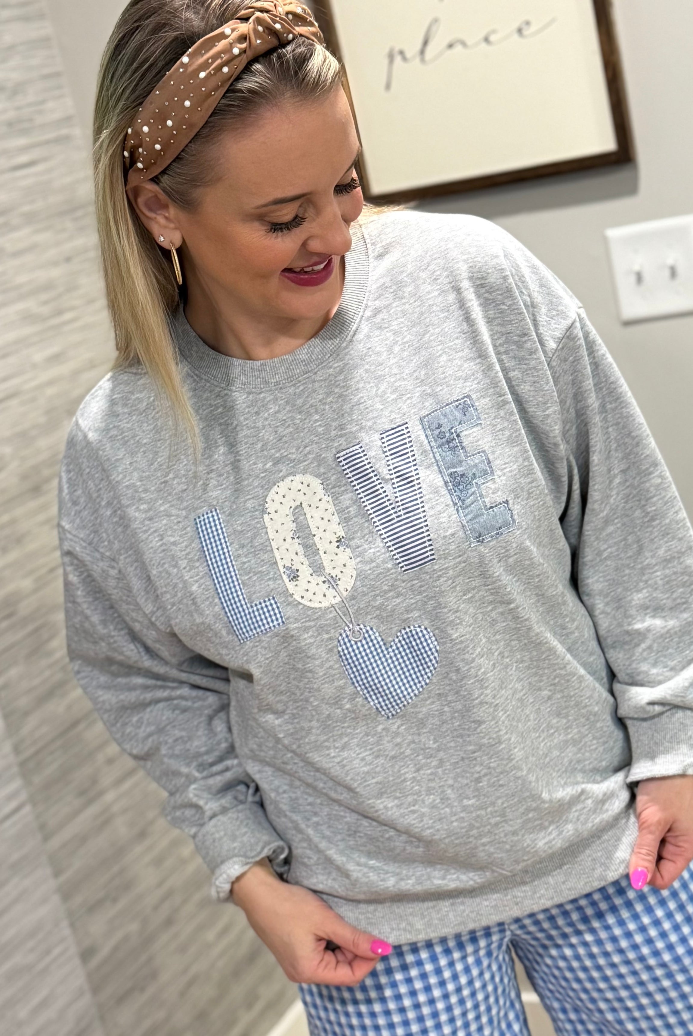 LOVE Appliqué Pullover-110 Long Sleeve Top-Main Strip-The Lovely Closet, Women's Fashion Boutique in Alexandria, KY