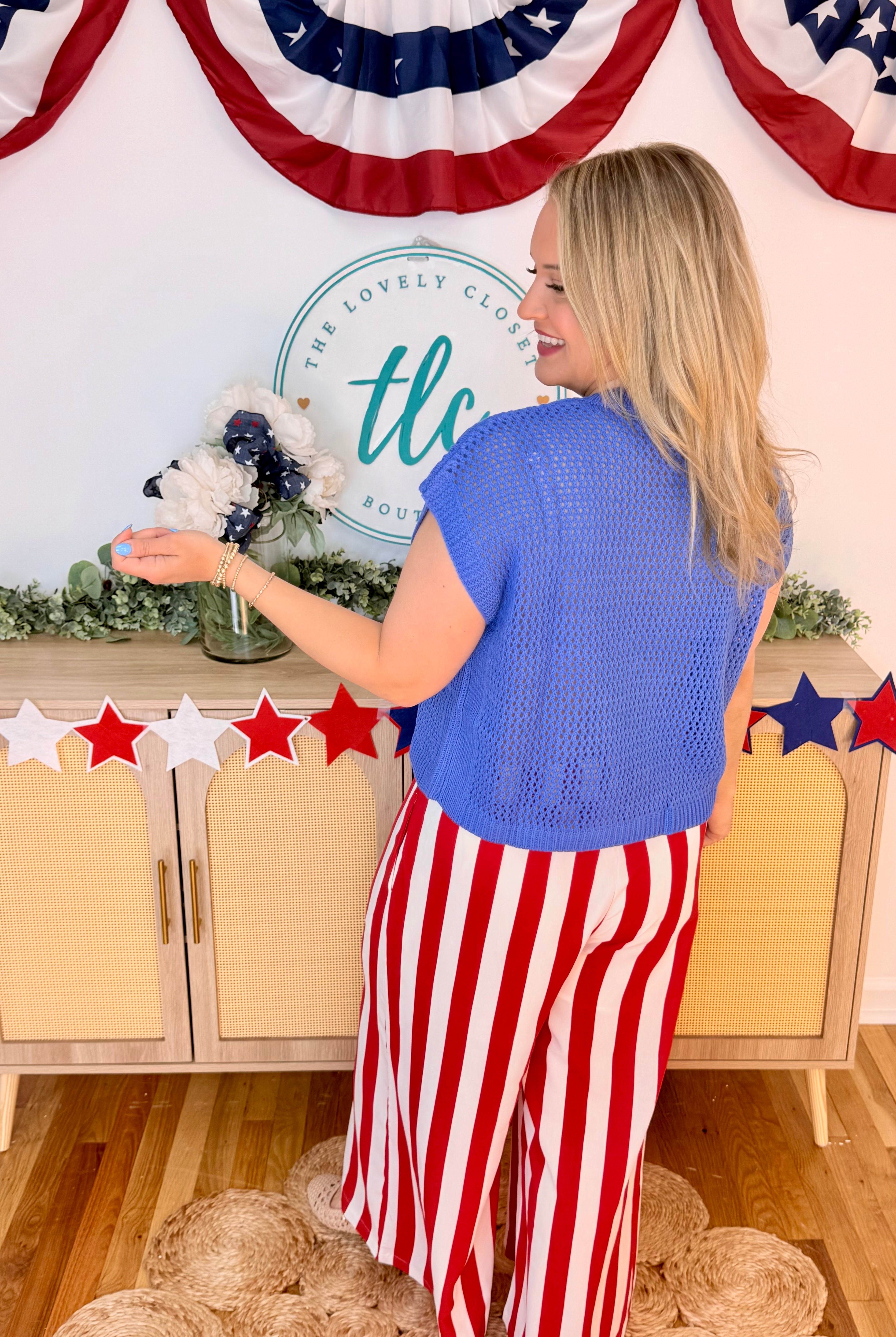 American Flag Open Stitch Top-120 Sleeveless Tops-Anniewear-The Lovely Closet, Women's Fashion Boutique in Alexandria, KY