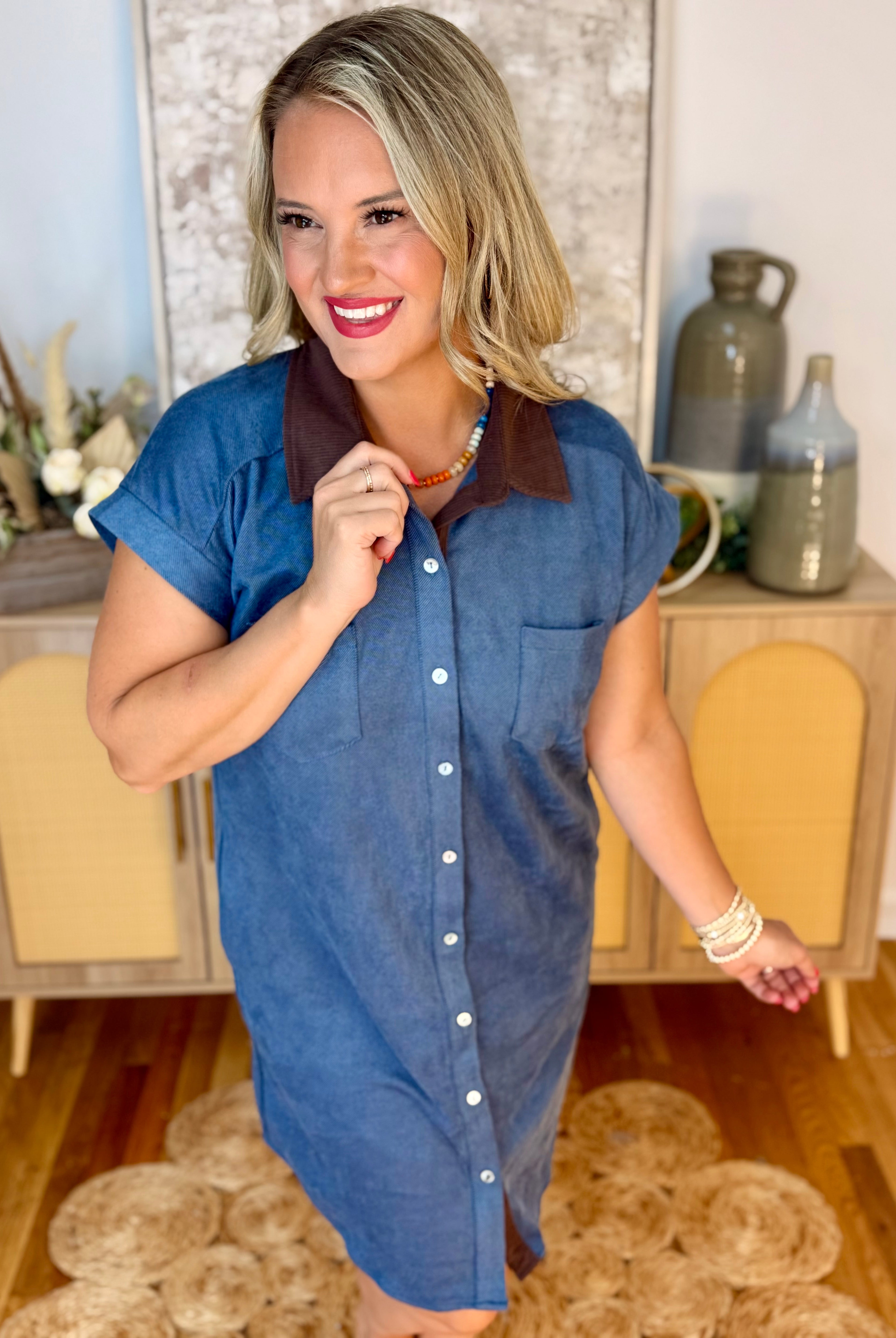 The Double Take Dress - Denim Suede-180 Dresses-She + Sky-The Lovely Closet, Women's Fashion Boutique in Alexandria, KY