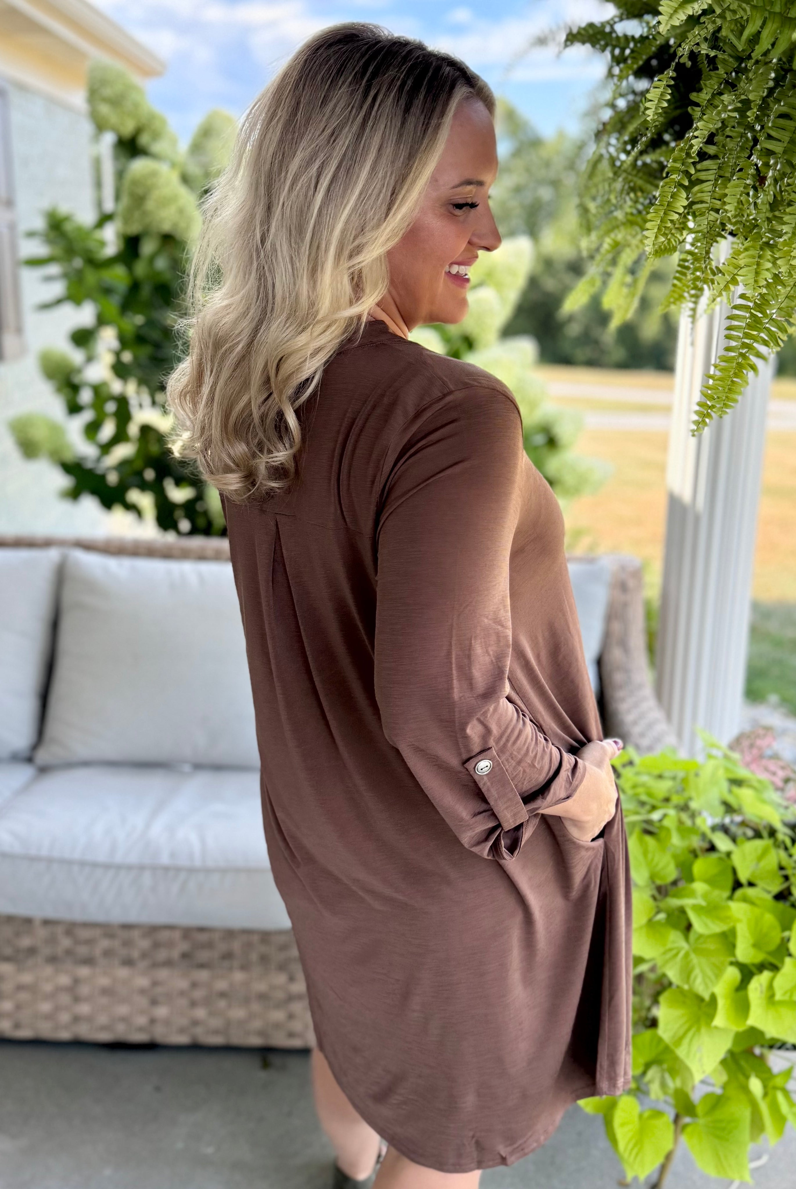 Everly Essential Dress - Mocha-180 Dresses-Dear Scarlett-The Lovely Closet, Women's Fashion Boutique in Alexandria, KY