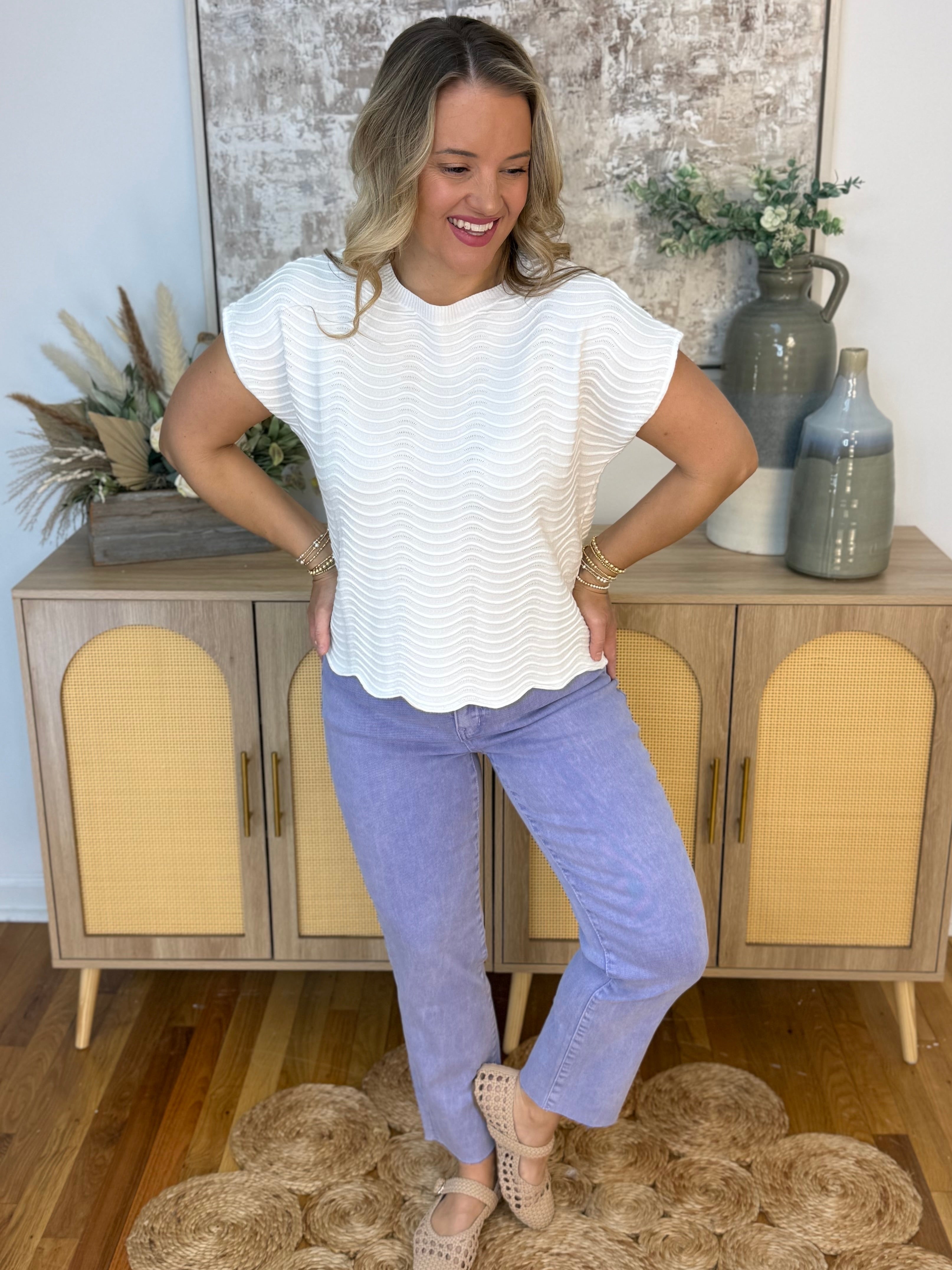 High Waist Cropped Straight - Violet-210 Jeans-zenana-The Lovely Closet, Women's Fashion Boutique in Alexandria, KY