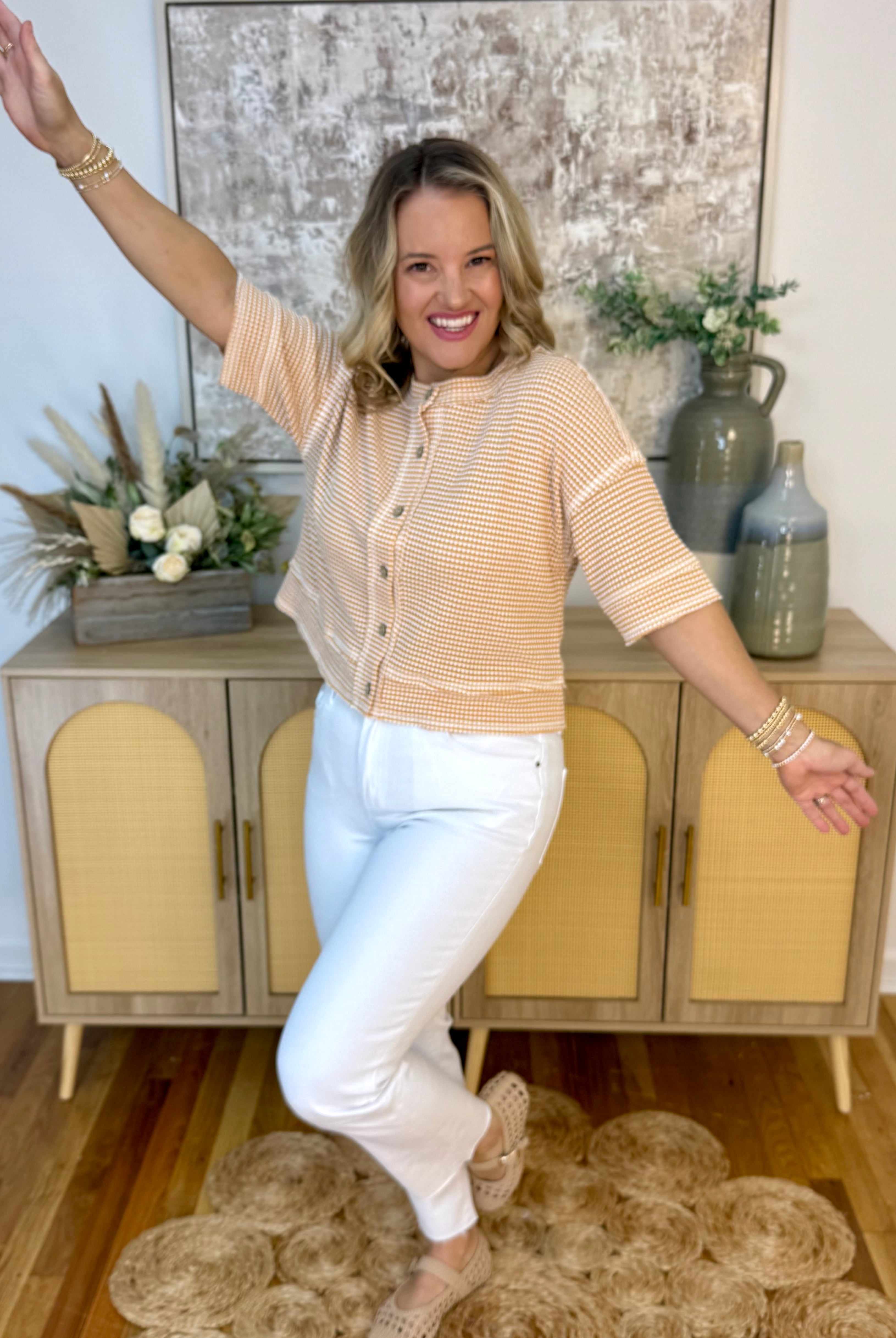 Soft Sands Short Sleeve Cardigan - Lt. Peach-100 Short Sleeve Tops-Blu Pepper-The Lovely Closet, Women's Fashion Boutique in Alexandria, KY