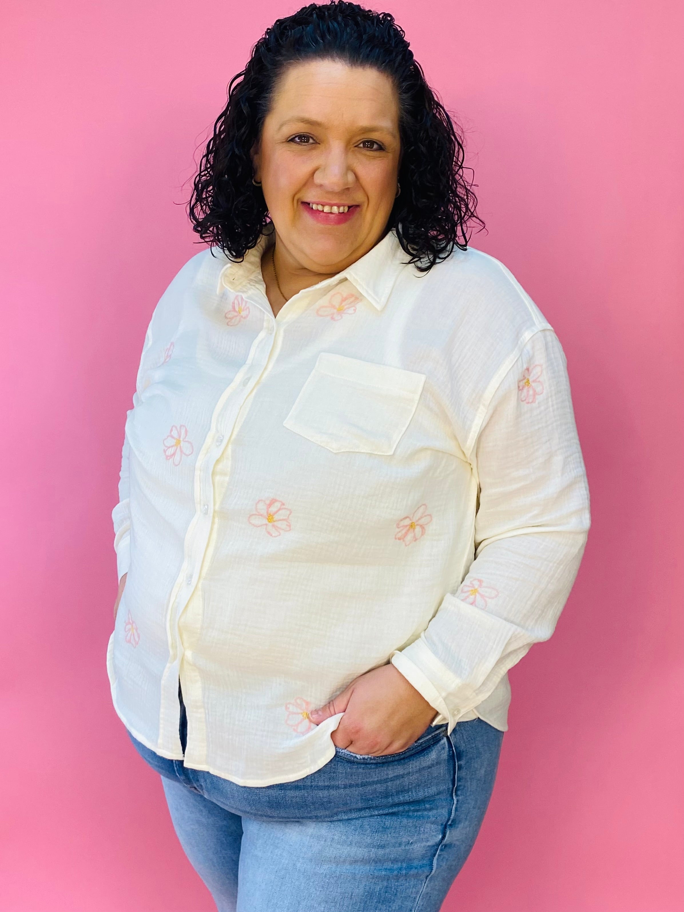 FINAL SALE Pretty in Daisies Long Sleeve Top-110 Long Sleeve Top-easel-The Lovely Closet, Women's Fashion Boutique in Alexandria, KY