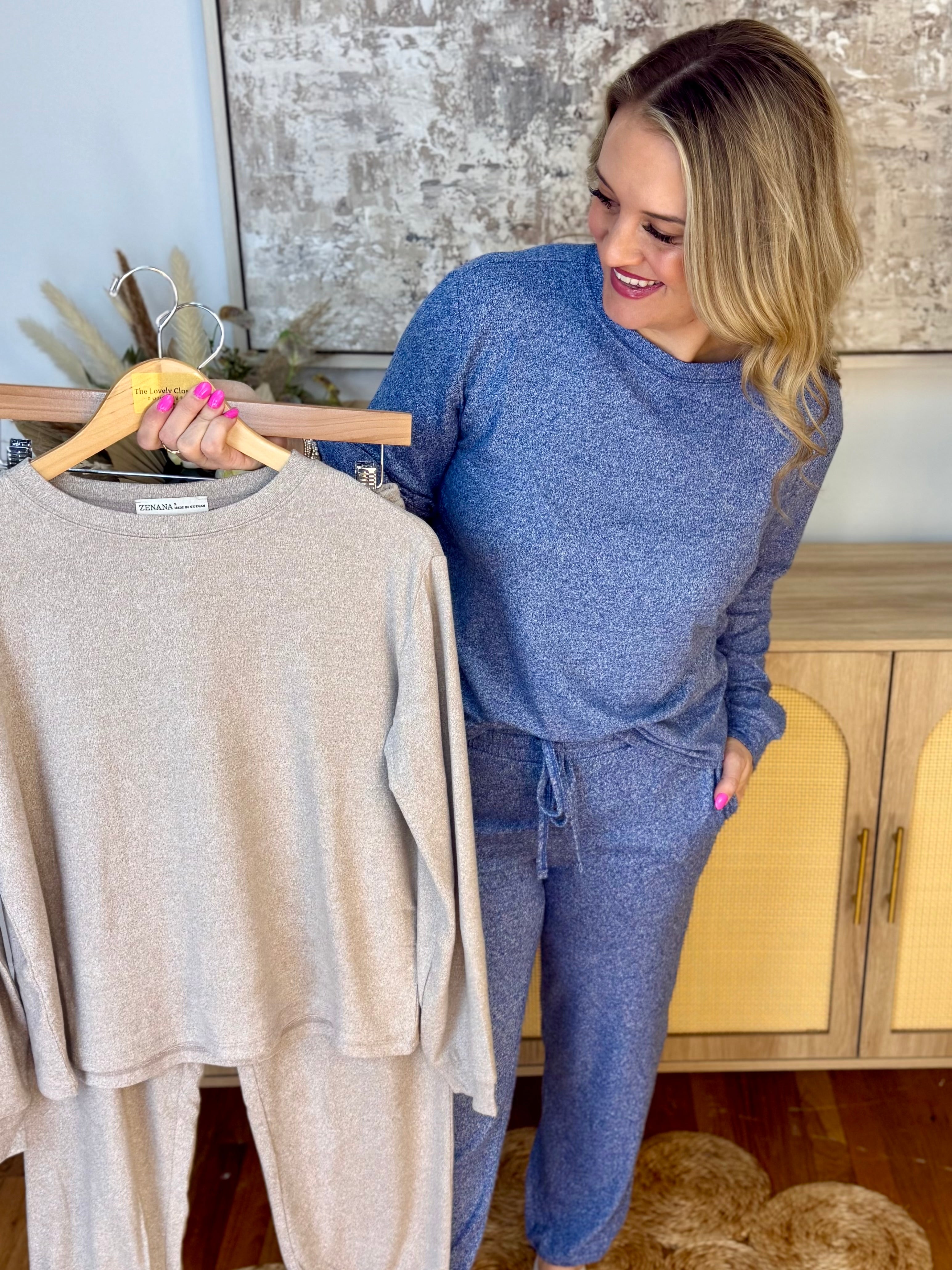 COZY INDOORS SET - NEW COLORS-190 Rompers/Jumpsuits/Sets-zenana-The Lovely Closet, Women's Fashion Boutique in Alexandria, KY