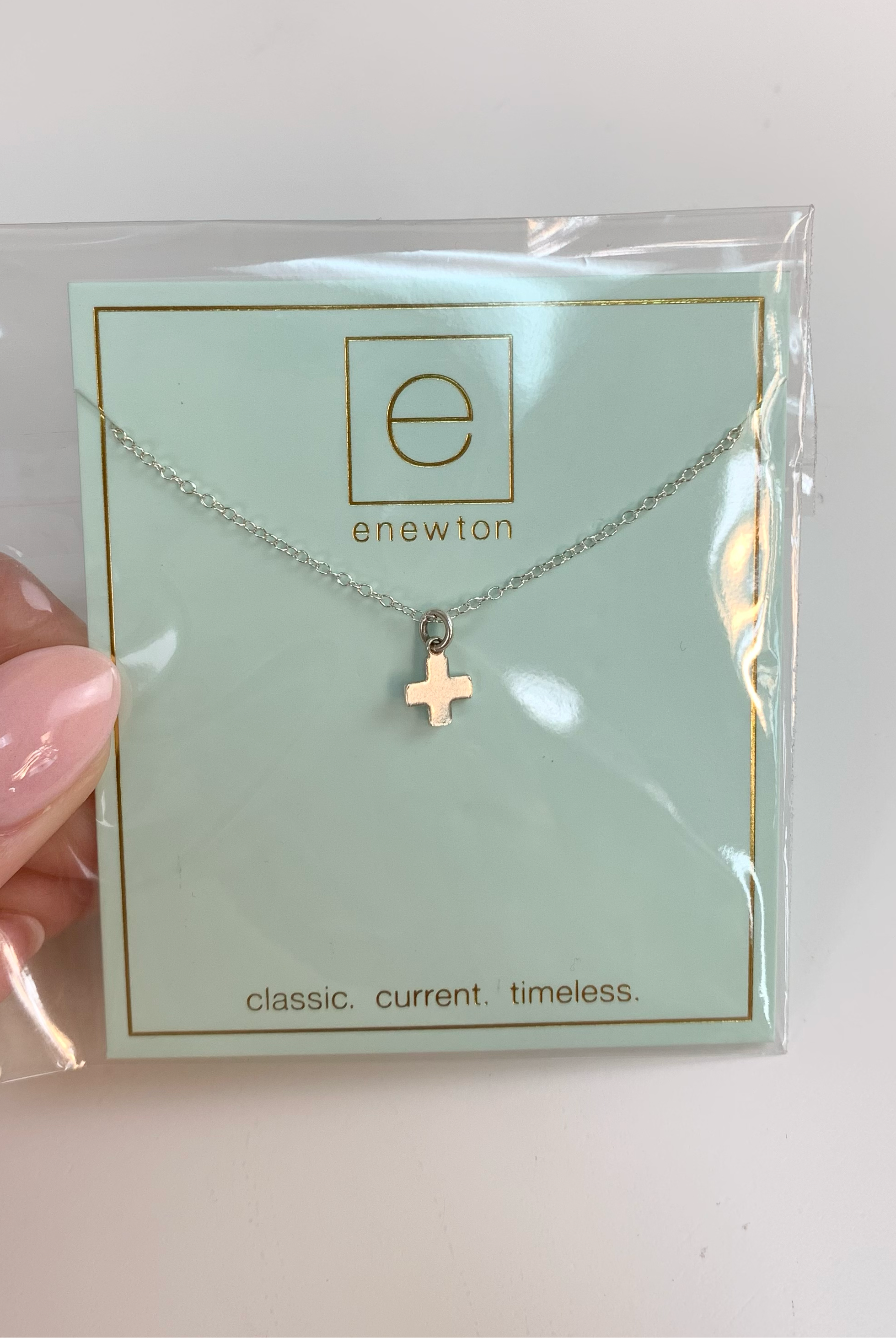 16" Small Signature Cross Sterling Necklace-260 eNewton-eNewton-The Lovely Closet, Women's Fashion Boutique in Alexandria, KY