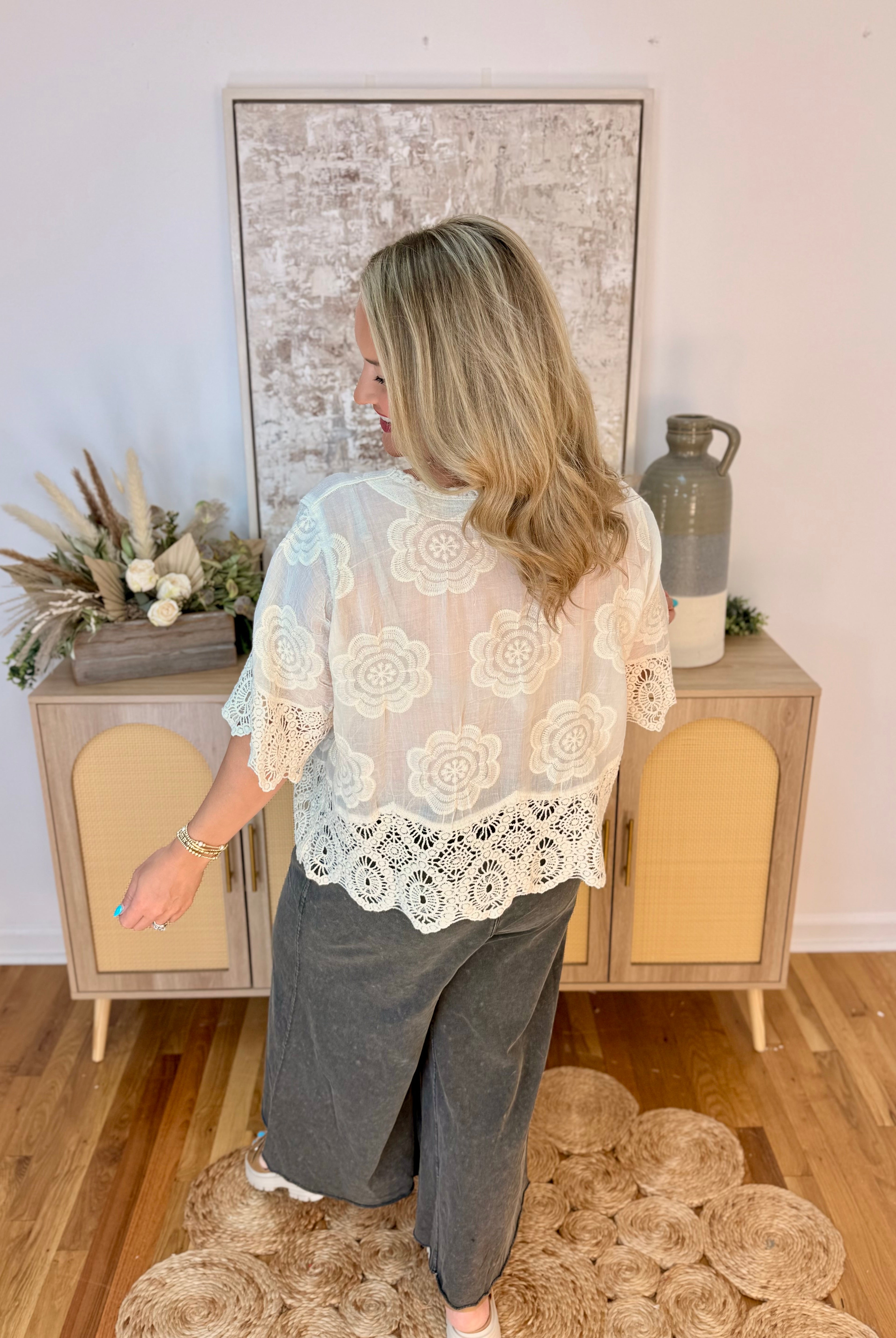 Lovely Moments Lace Cardigan - Onesize-100 Short Sleeve Tops-Pol Clothing-The Lovely Closet, Women's Fashion Boutique in Alexandria, KY