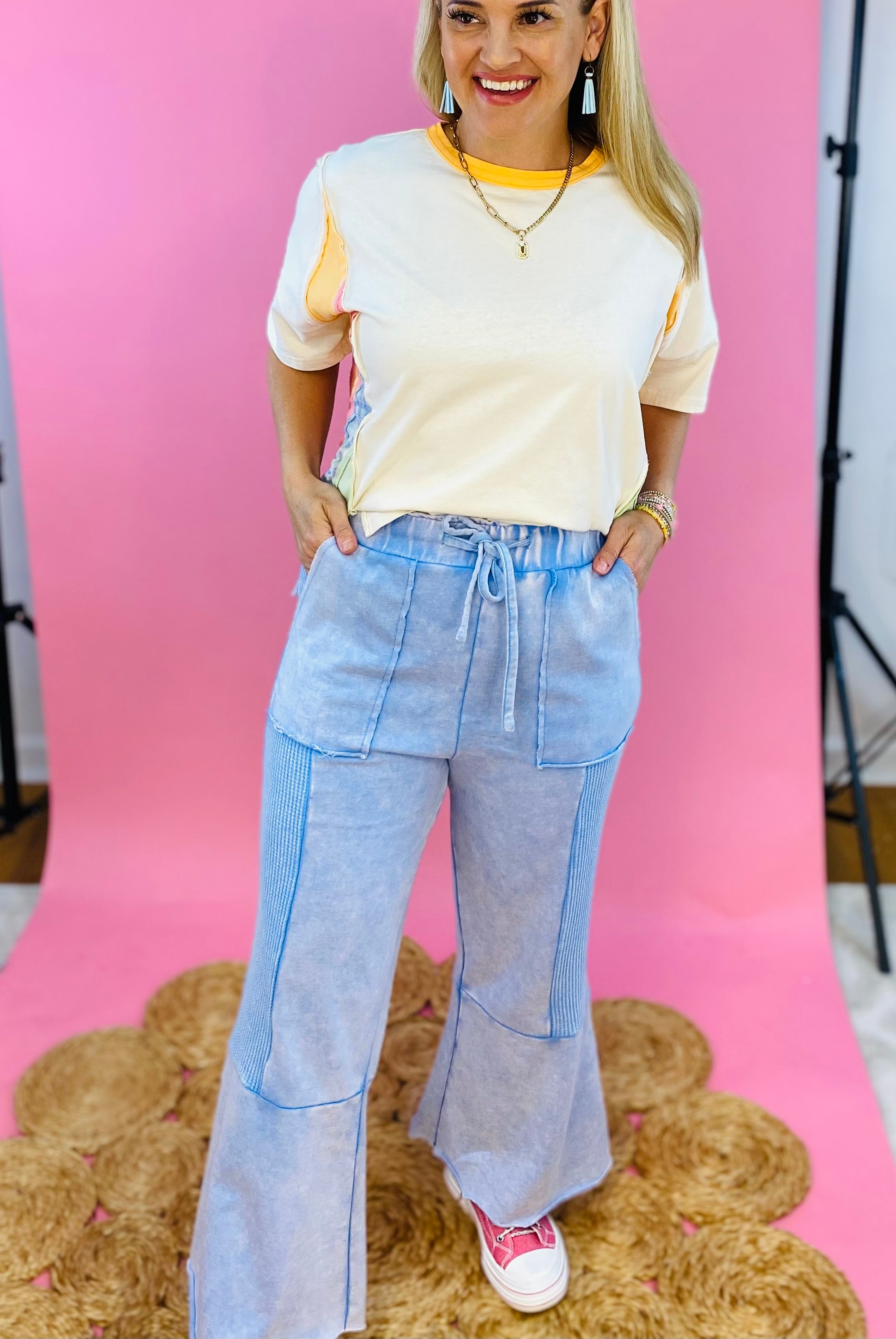 FINAL SALE Vintage Wash Flared Pants-240 Pants-Sage + Fig-The Lovely Closet, Women's Fashion Boutique in Alexandria, KY