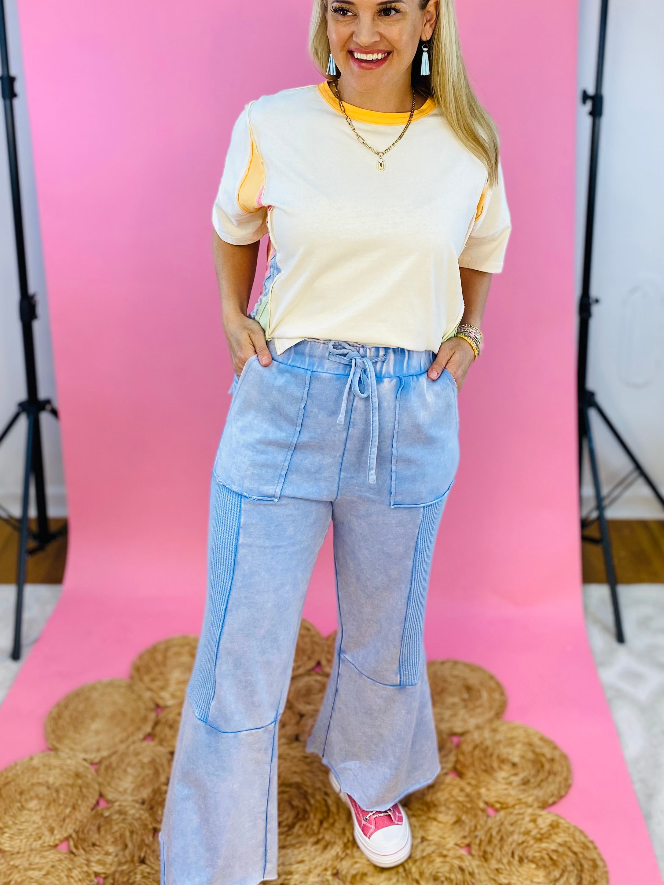 FINAL SALE Vintage Wash Flared Pants-240 Pants-Sage + Fig-The Lovely Closet, Women's Fashion Boutique in Alexandria, KY