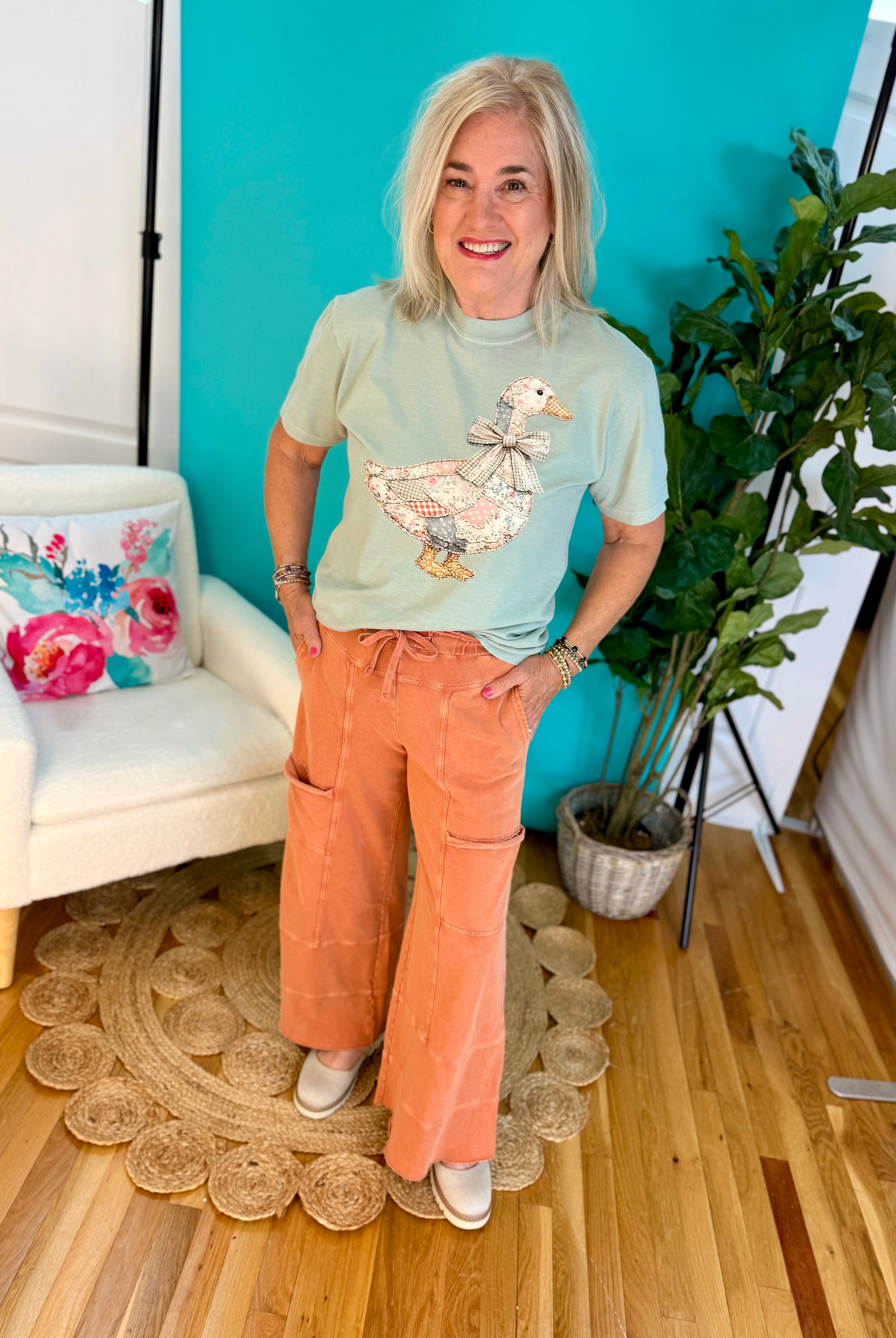 Relaxed Cargo Wide Leg Cropped Pants - Clay-240 Pants-easel-The Lovely Closet, Women's Fashion Boutique in Alexandria, KY