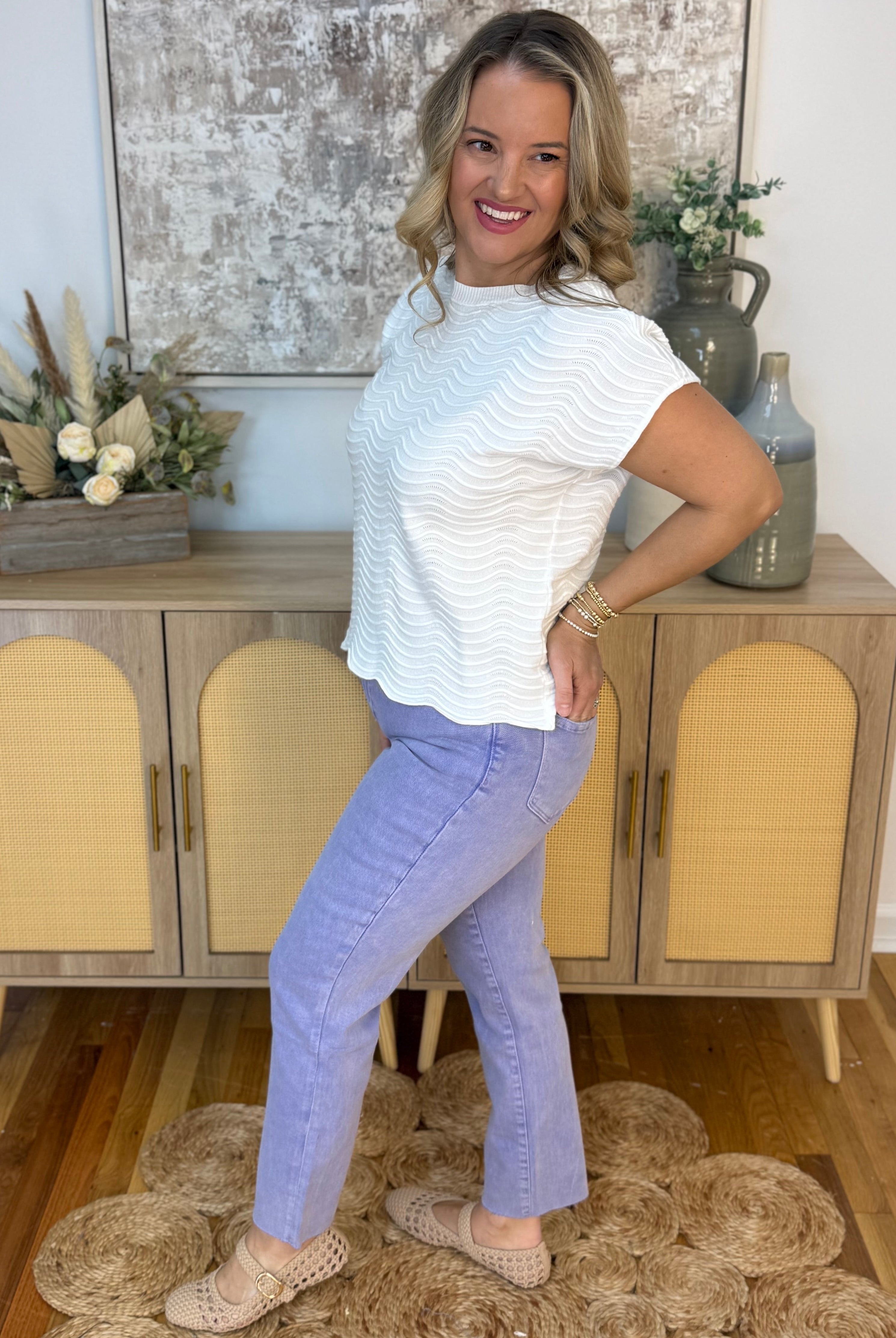 High Waist Cropped Straight - Violet-210 Jeans-zenana-The Lovely Closet, Women's Fashion Boutique in Alexandria, KY