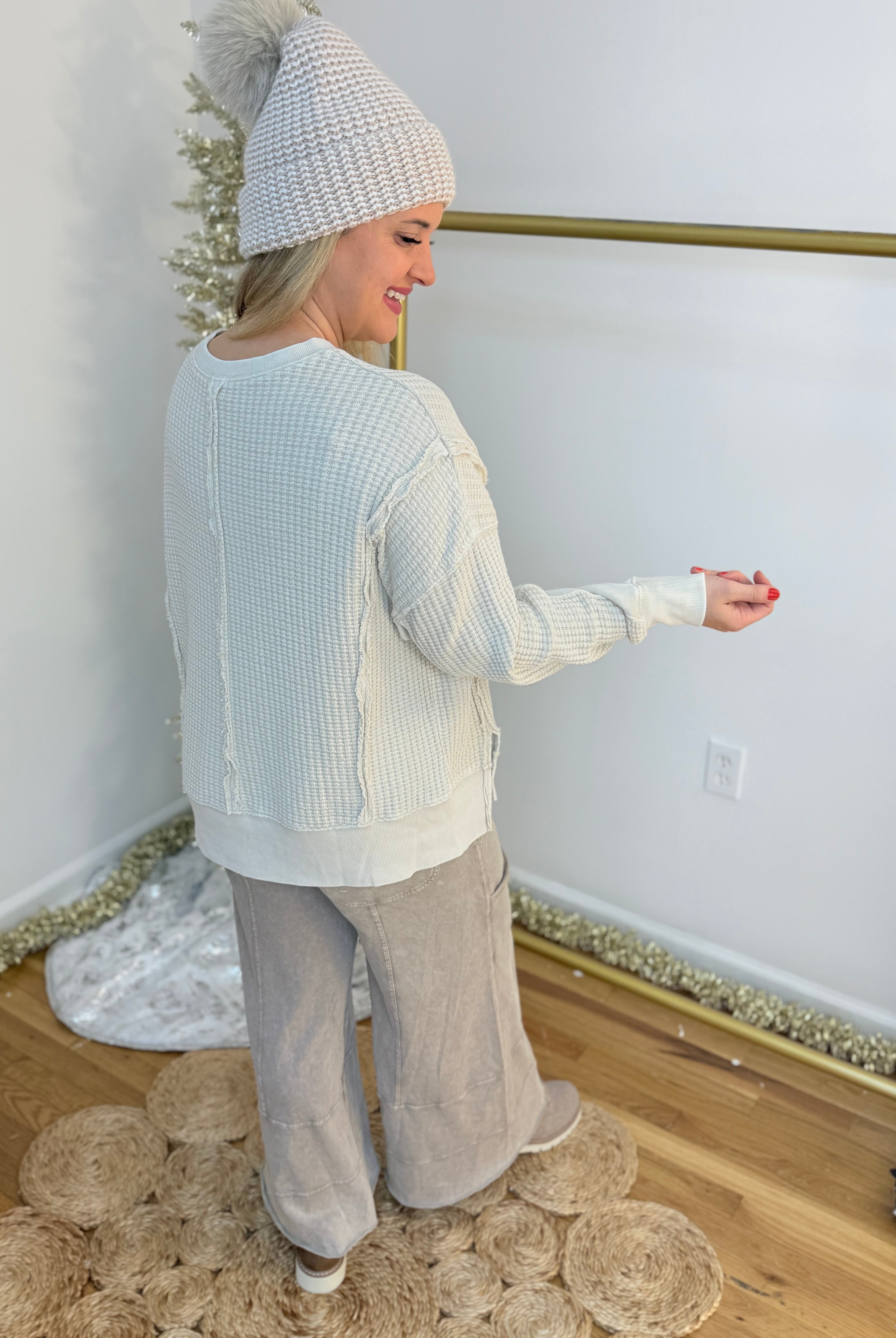 Winter-y Mix Thermal Top-110 Long Sleeve Top-easel-The Lovely Closet, Women's Fashion Boutique in Alexandria, KY