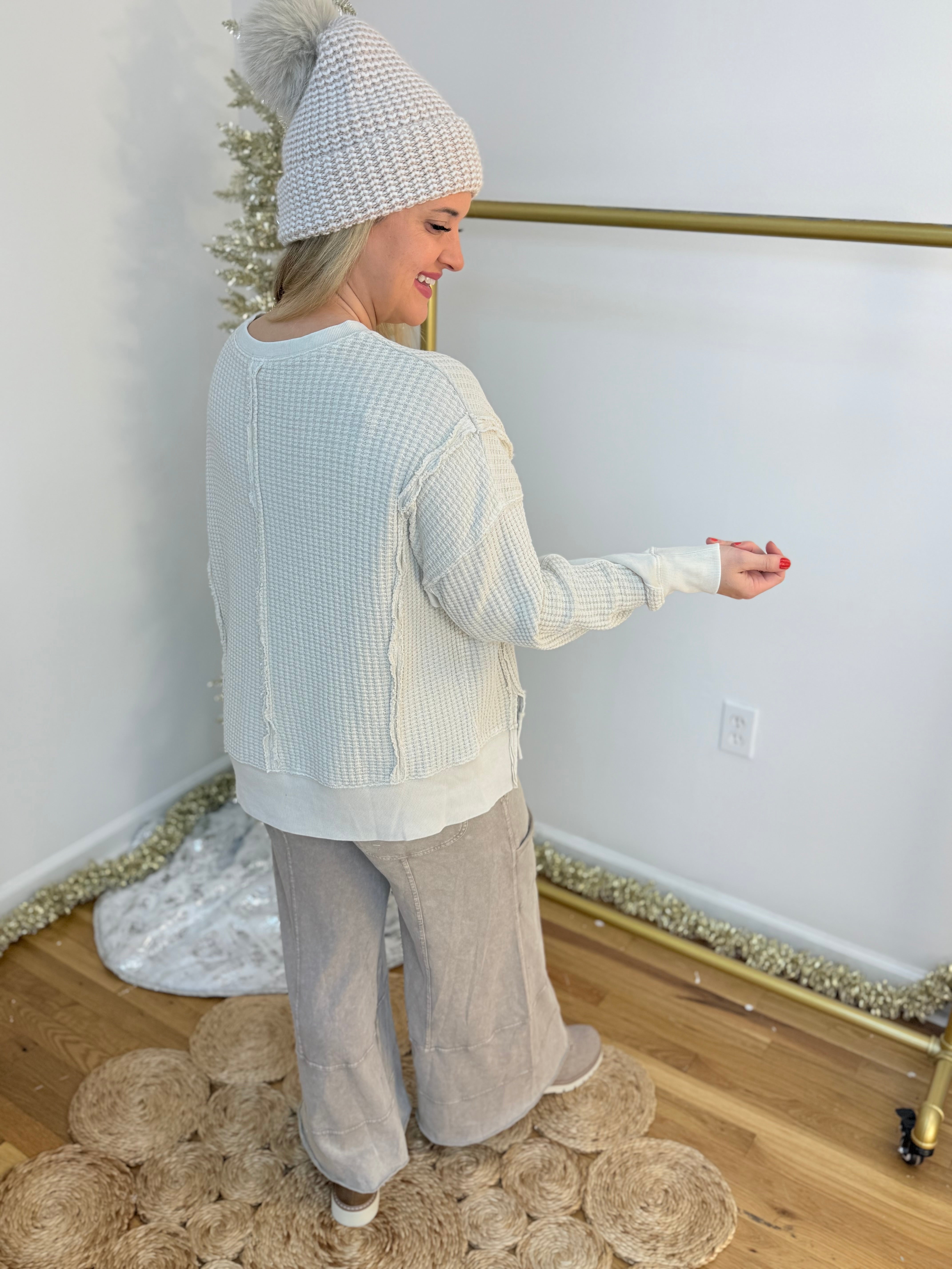 Winter-y Mix Thermal Top-110 Long Sleeve Top-easel-The Lovely Closet, Women's Fashion Boutique in Alexandria, KY