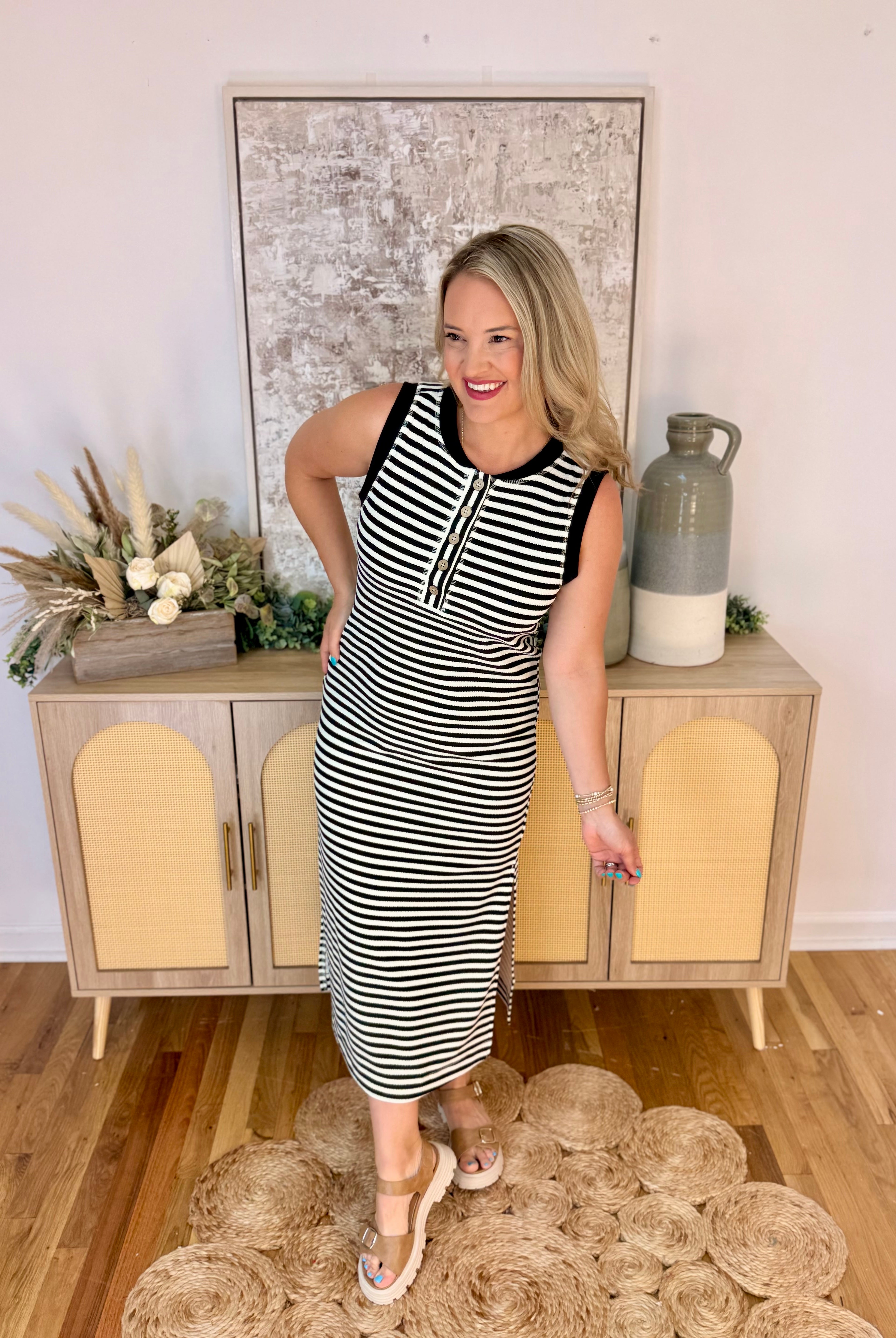 Simply Striped Midi Dress-180 Dresses-Blu Pepper-The Lovely Closet, Women's Fashion Boutique in Alexandria, KY