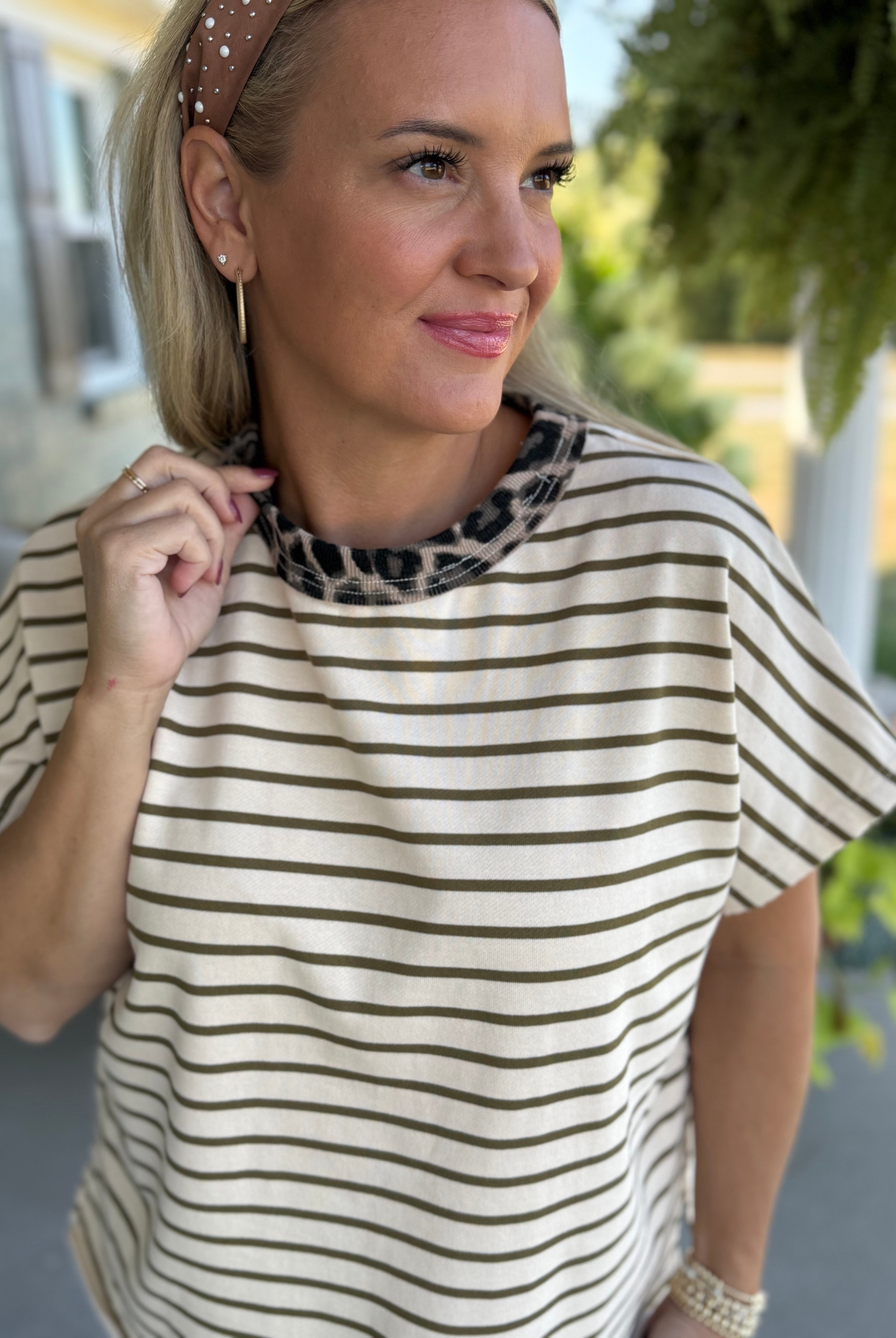 Falling for Leopard Elevated Short Sleeve Top-100 Short Sleeve Tops-Anniewear-The Lovely Closet, Women's Fashion Boutique in Alexandria, KY