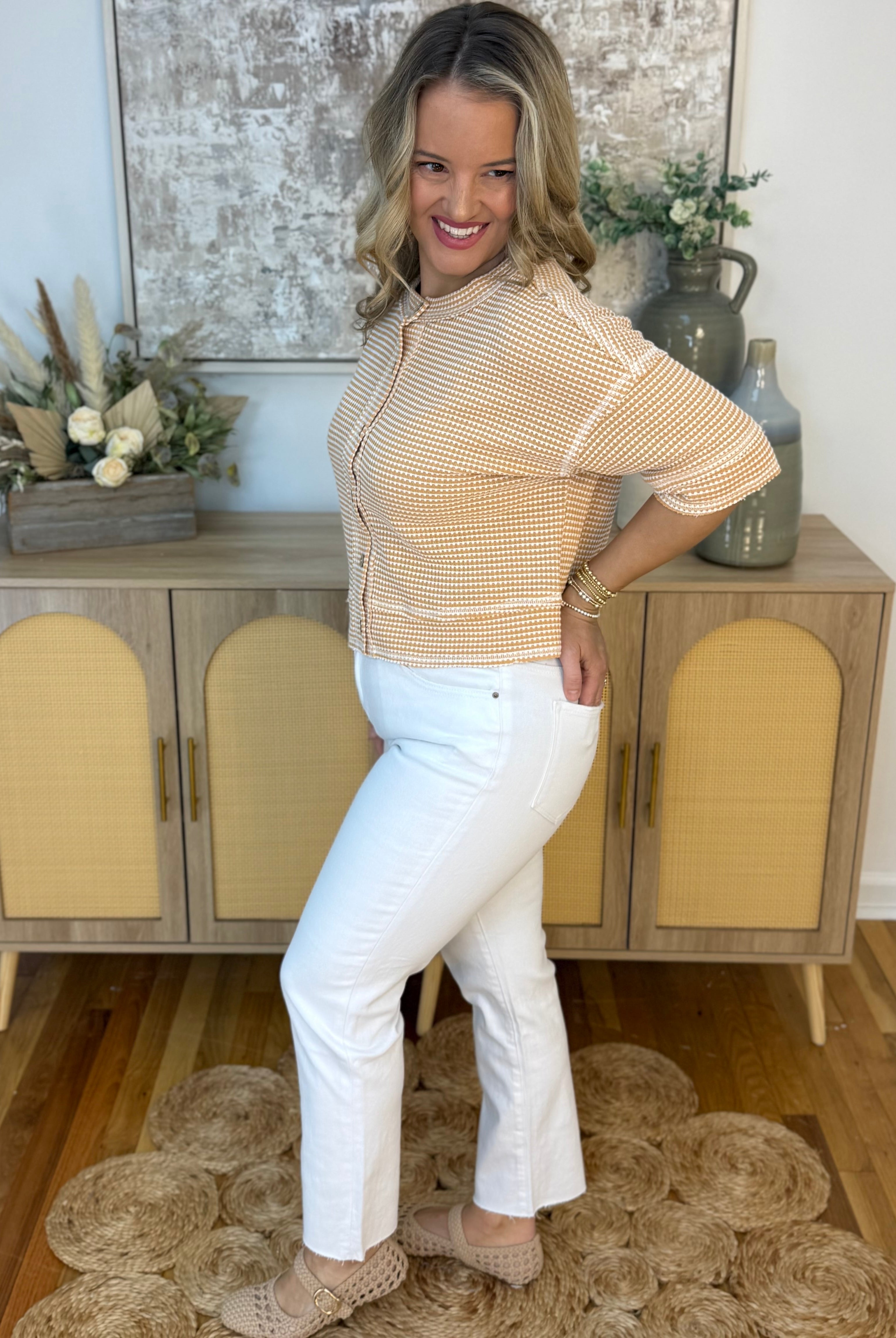 Soft Sands Short Sleeve Cardigan - Lt. Peach-100 Short Sleeve Tops-Blu Pepper-The Lovely Closet, Women's Fashion Boutique in Alexandria, KY