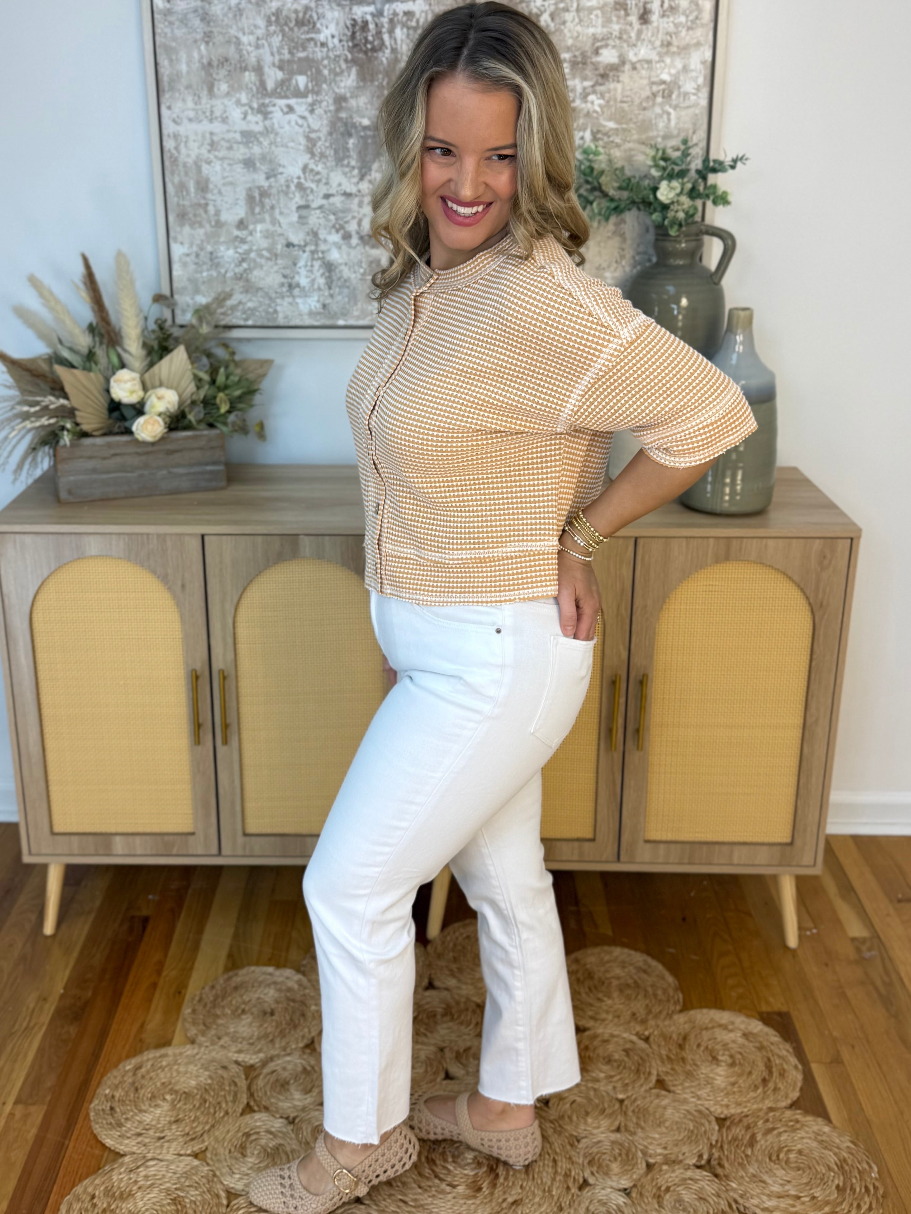 Soft Sands Short Sleeve Cardigan - Lt. Peach-100 Short Sleeve Tops-Blu Pepper-The Lovely Closet, Women's Fashion Boutique in Alexandria, KY