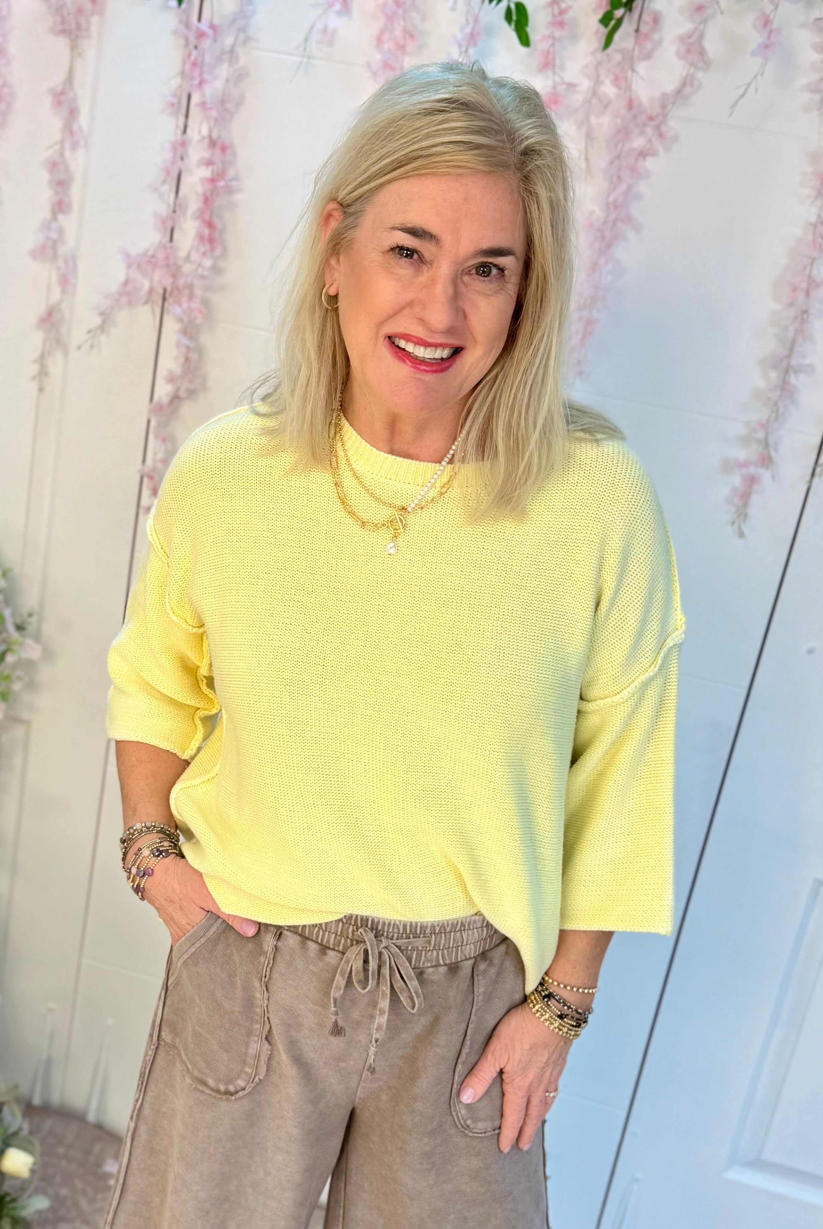 Spring Mornings Sweater - Yellow-140 Sweaters-easel-The Lovely Closet, Women's Fashion Boutique in Alexandria, KY