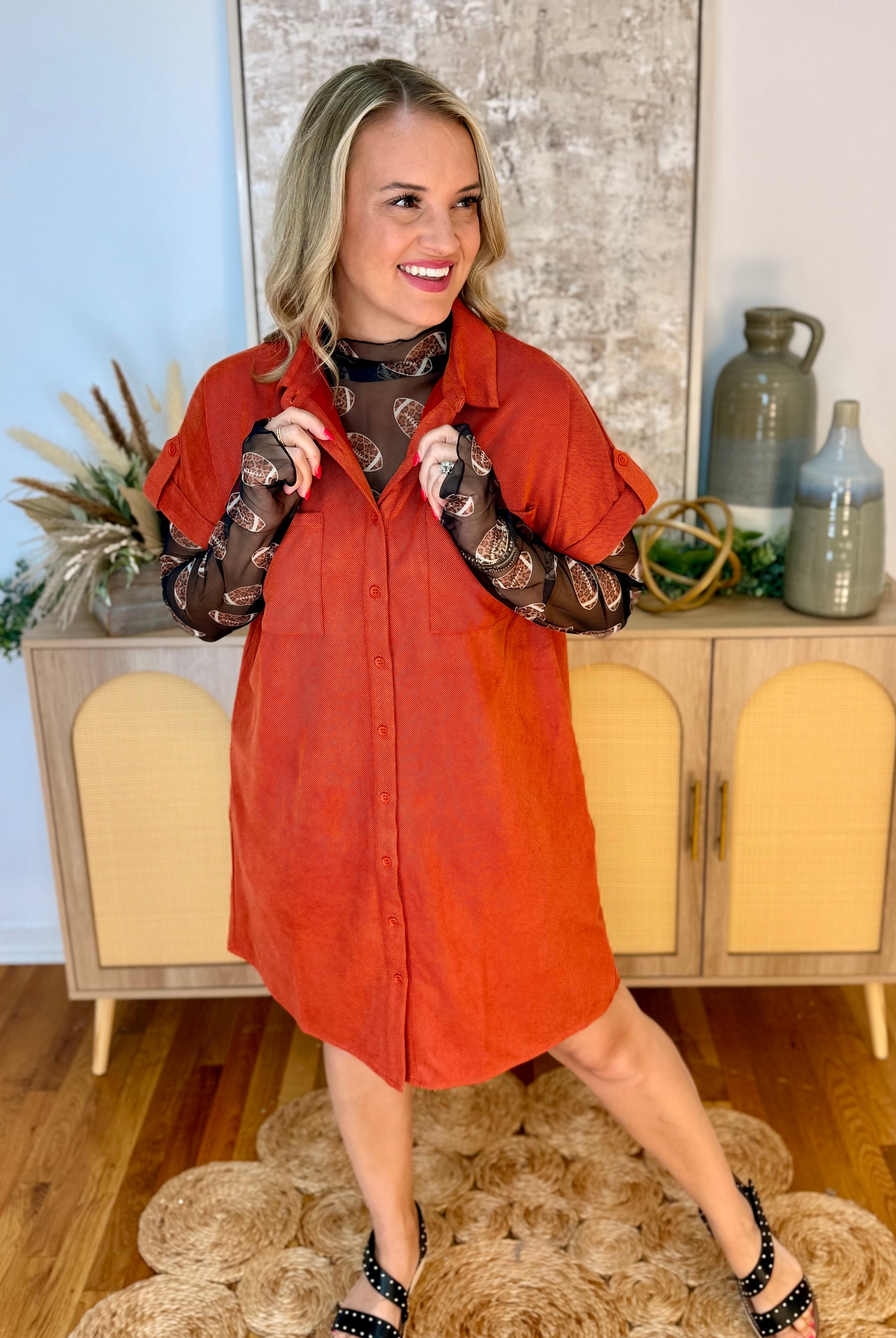 The Winning Season Dress - Rust-180 Dresses-She + Sky-The Lovely Closet, Women's Fashion Boutique in Alexandria, KY